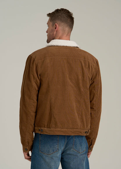 LJ&S Sherpa Corduroy Trucker Jacket for Tall Men in Tan Brown