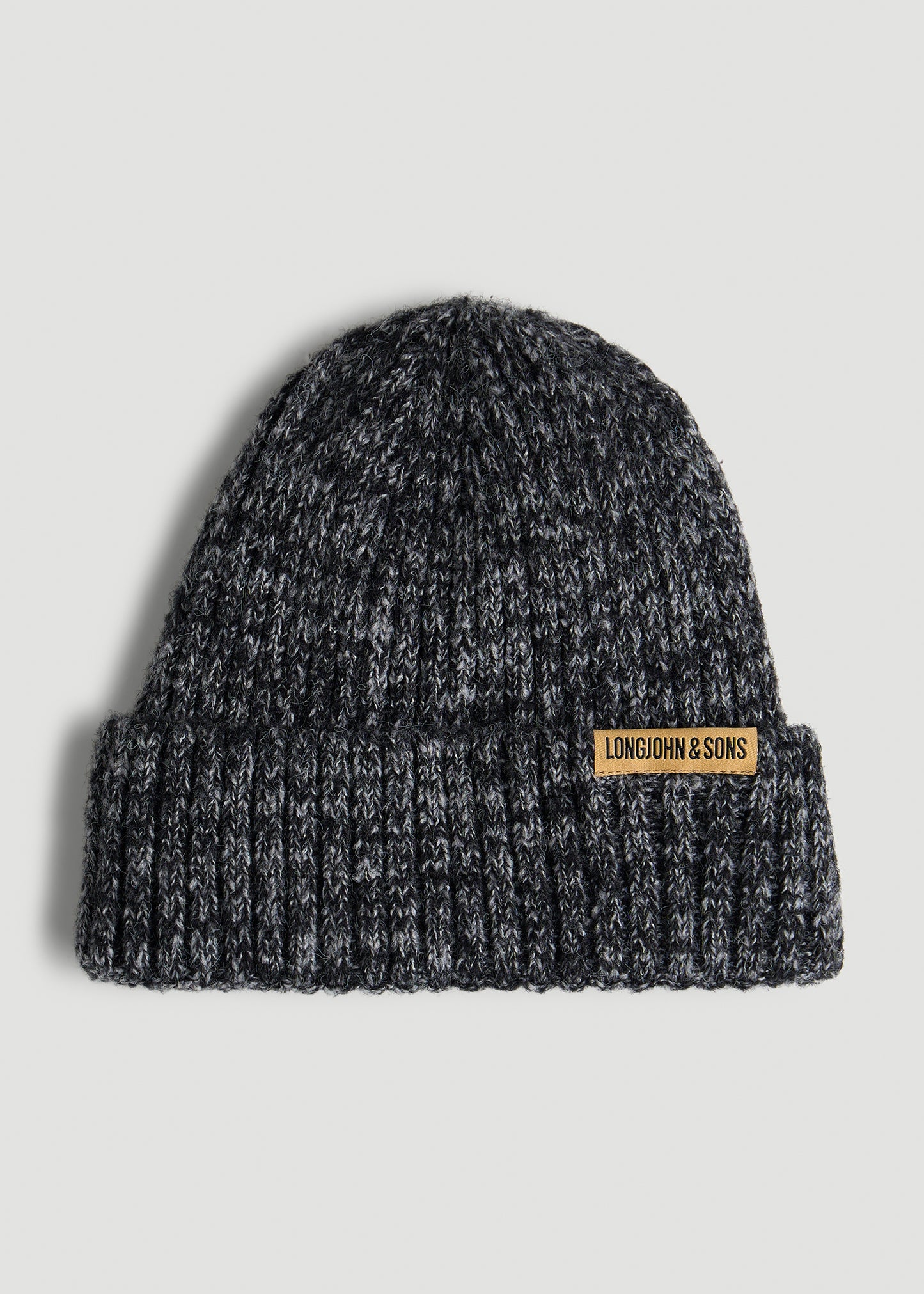 LJ&S Wool Blend Beanie for Tall Men in Charcoal Mix