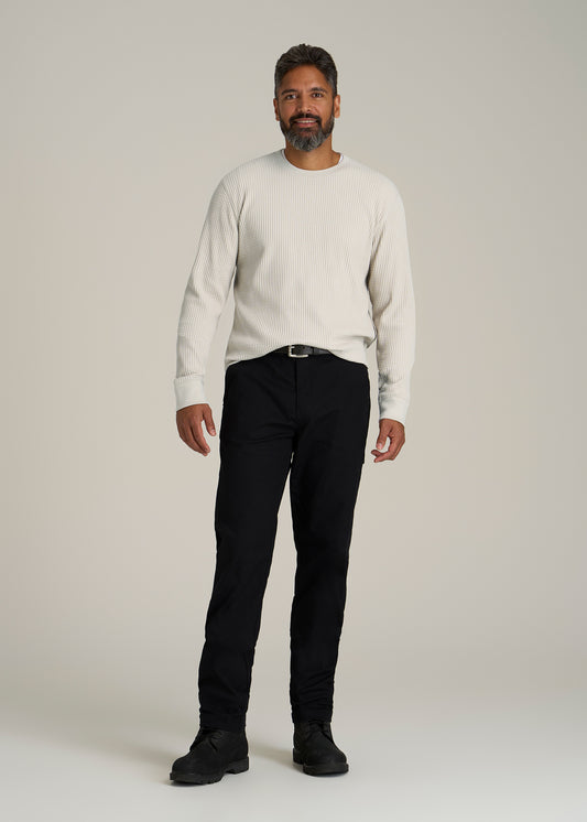 LJ&S Waffle Knit Crewneck Shirt for Tall Men in Stone