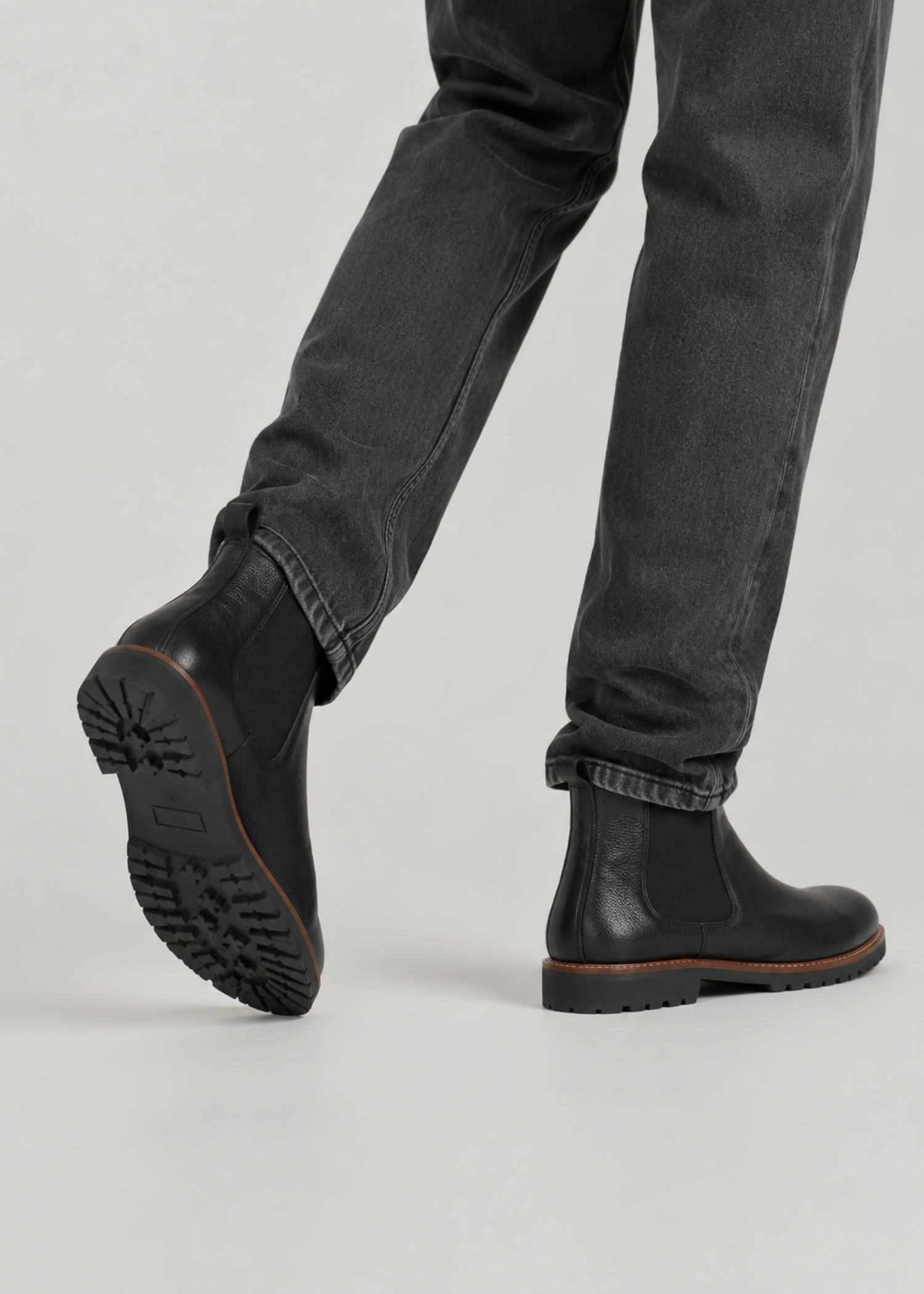 Lug Sole Chelsea Boots for Tall Men in Black
