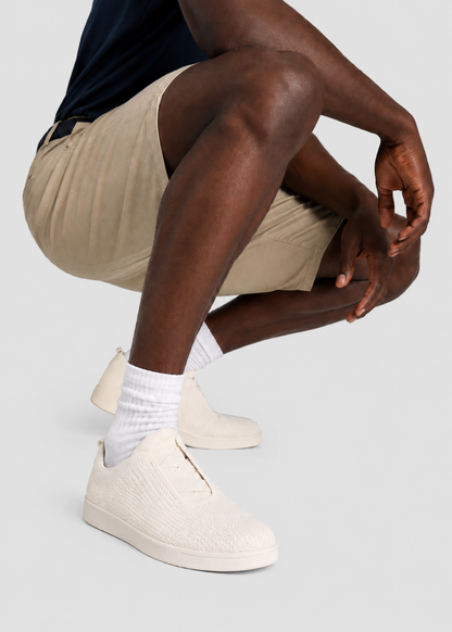 Lightweight Knit Sneakers for Tall Men in White Sand