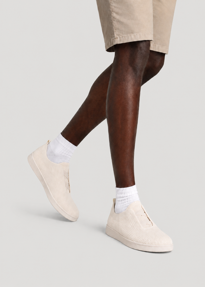 Lightweight Knit Sneakers for Tall Men in White Sand