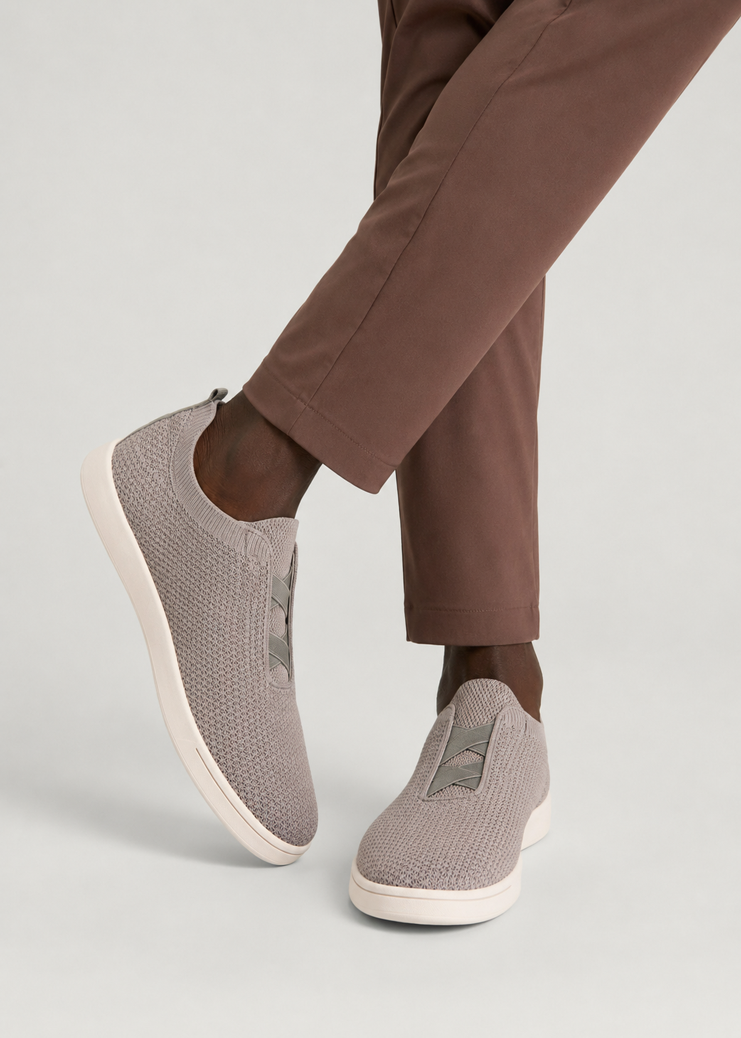 Lightweight Knit Sneakers for Tall Men in Moon Rock