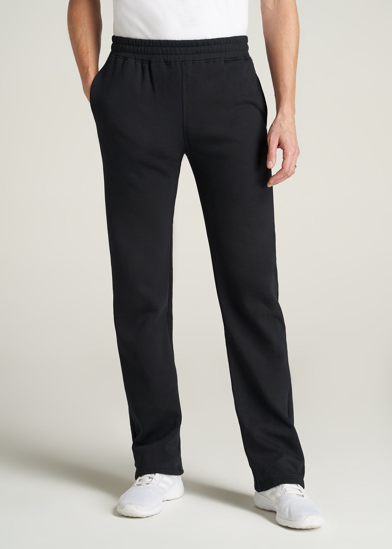 Open Bottom Sweatpants: Men's Tall Fleece Black Pants – American Tall