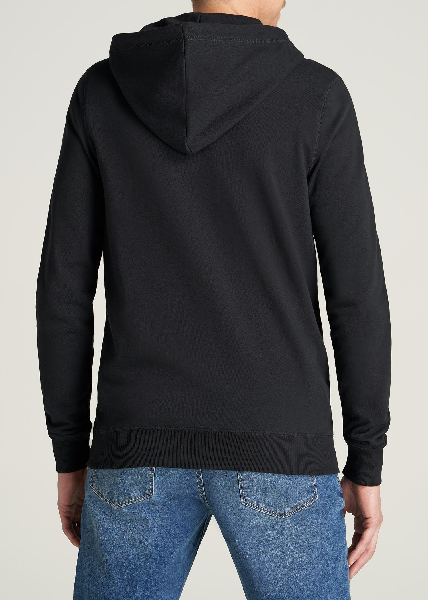 Men's Tall French Terry Zip Black Hoodie | American Tall