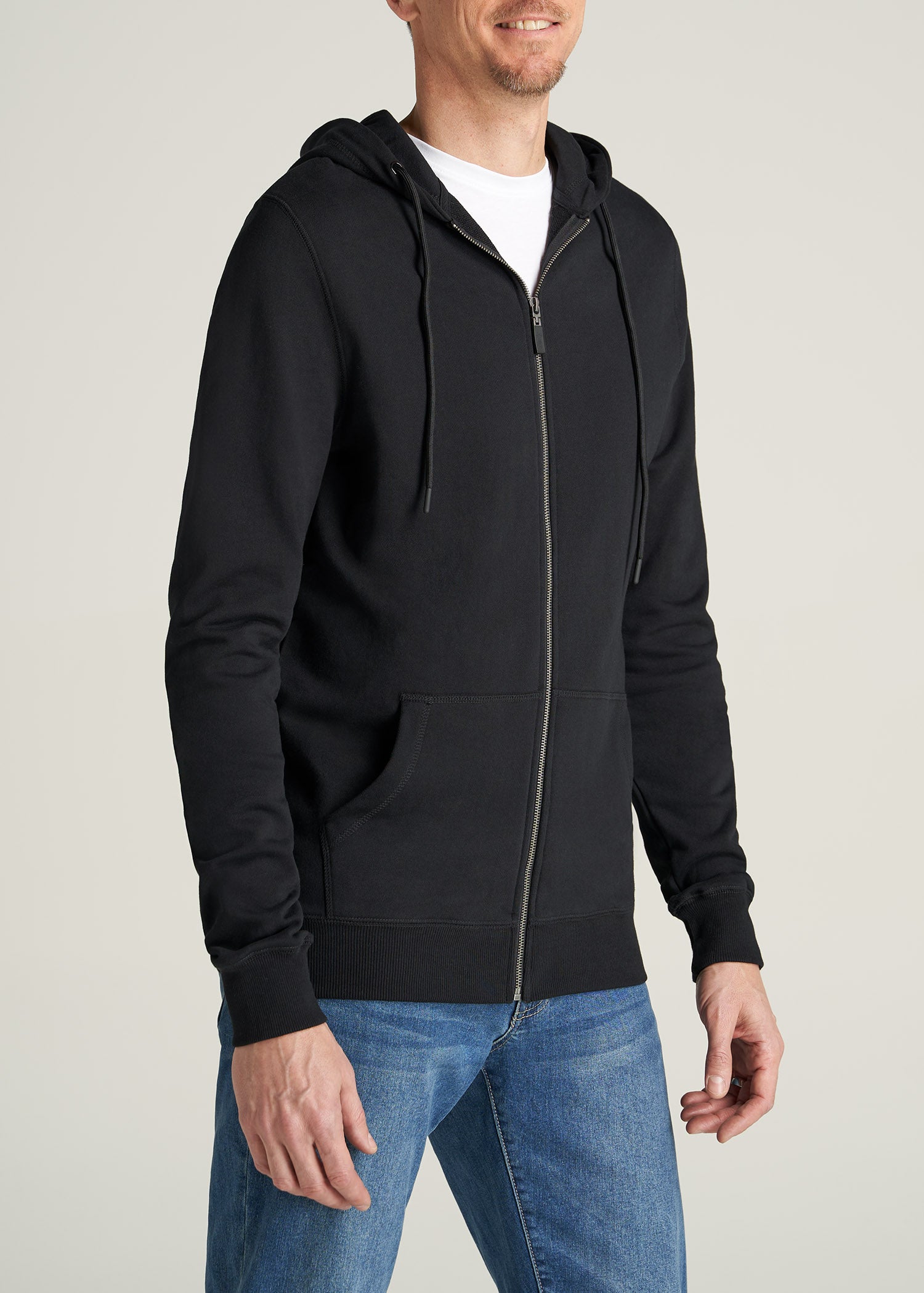 Wearever French Terry Full-Zip Men's Tall Hoodie in Black