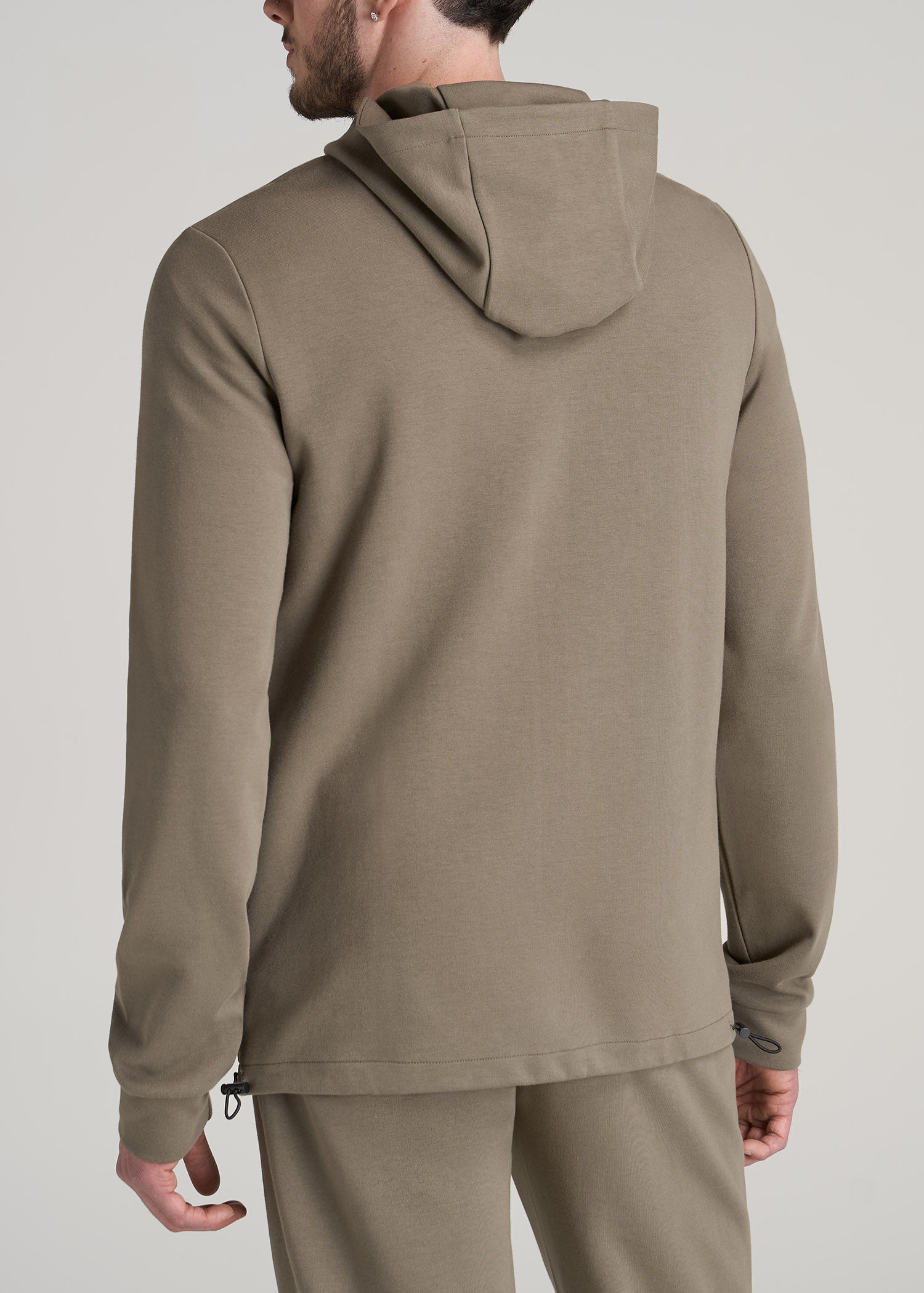 Tall Men's Tech-Knit Long Track Jacket in Deep Taupe