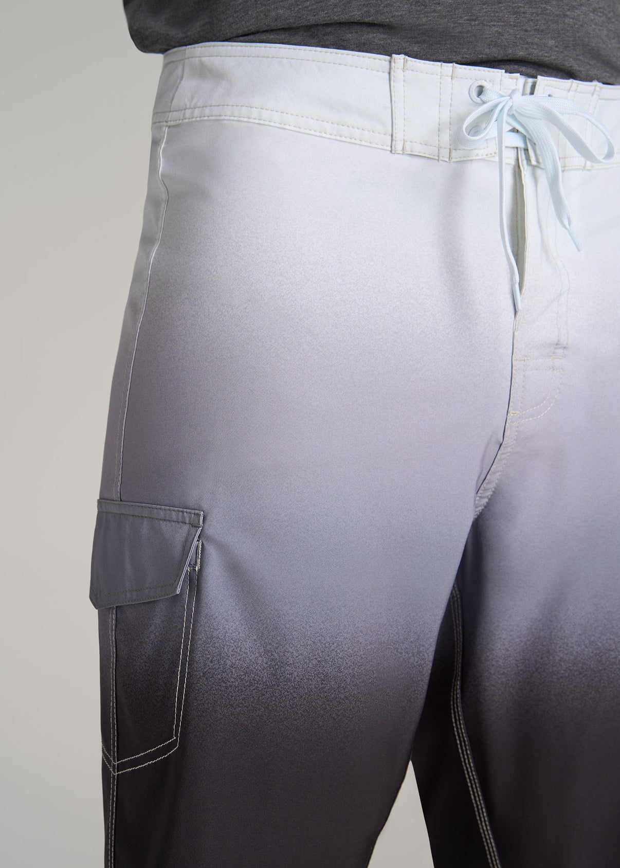 Board Shorts for Tall Guys Black Ombre Swim Trunks for Tall Skinny