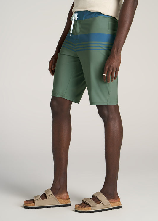    American-Tall-Men-Board-Shorts-Olive-Navy-Stripe-side