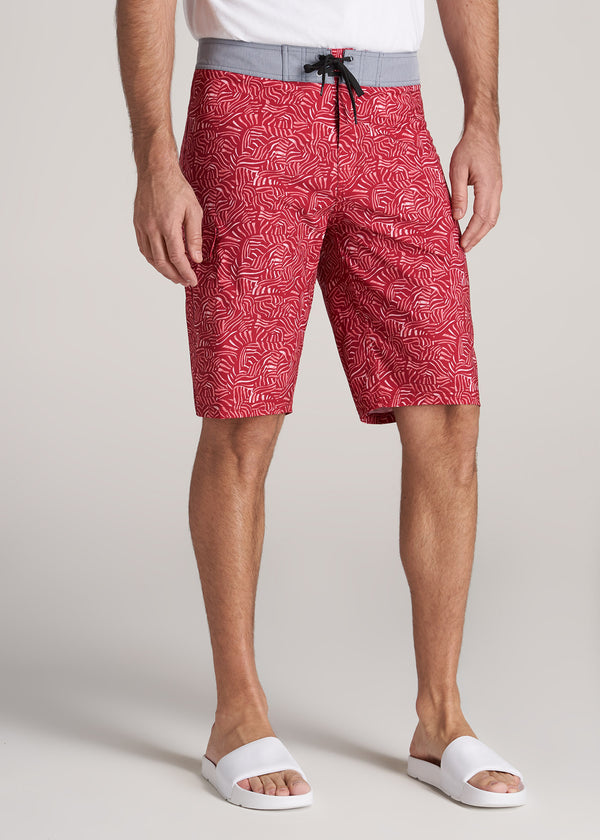 Board Shorts Tall Men Red Abstract | American Tall