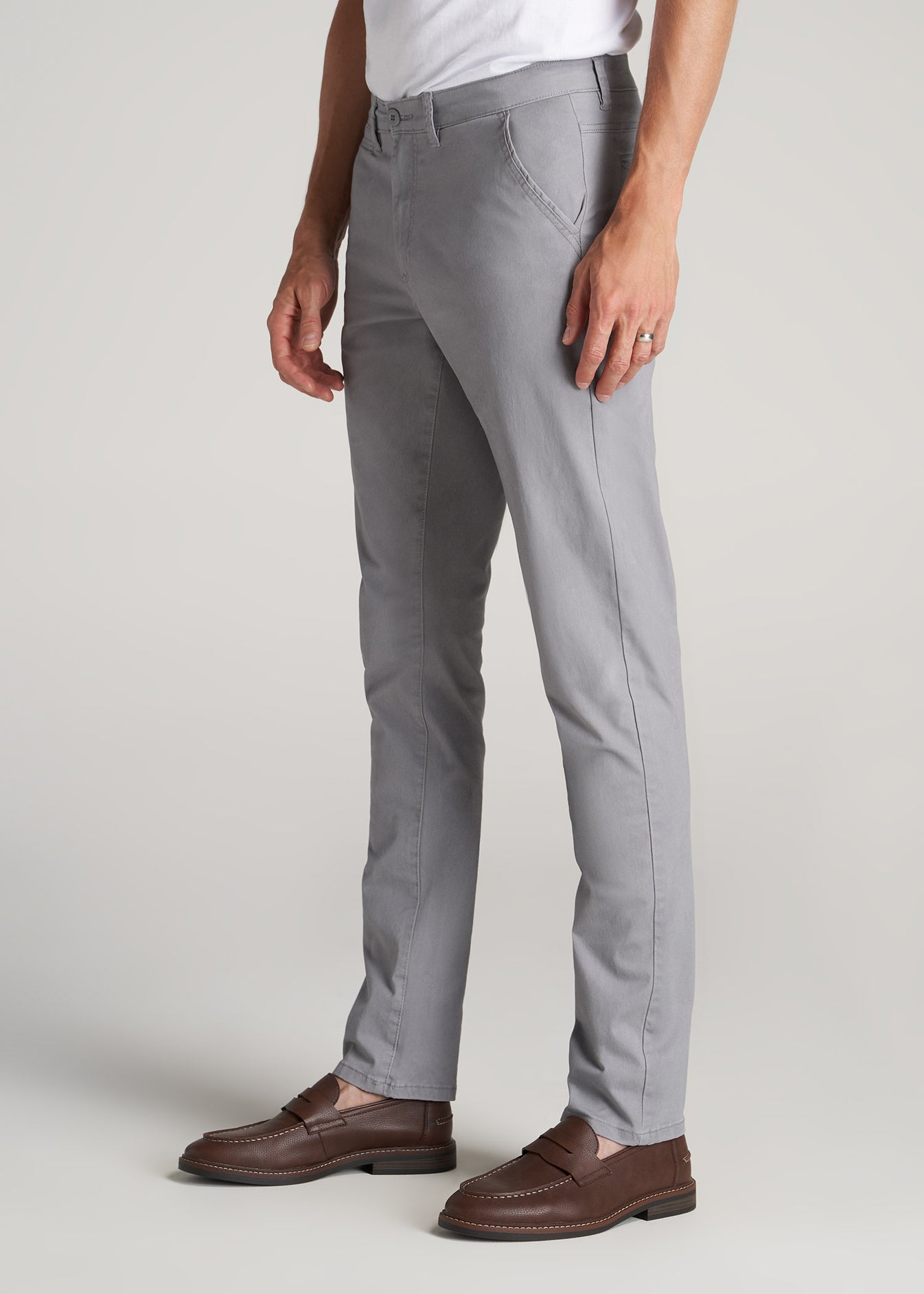 Pebble Grey Men's Tall Carman Tapered Fit Chino Pant | American Tall