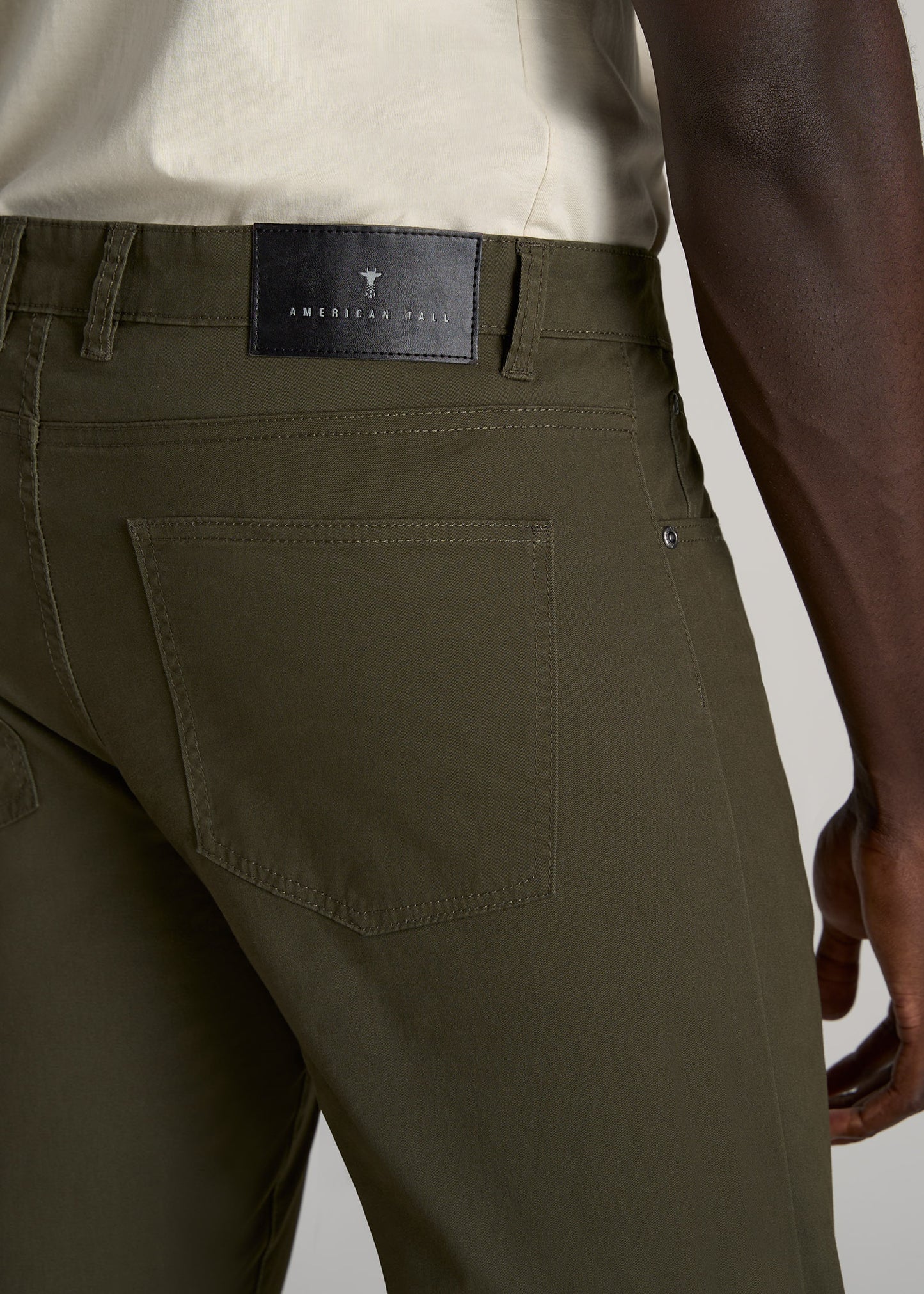 Carman TAPERED Fit Five Pocket Pants for Tall Men in Camo Green