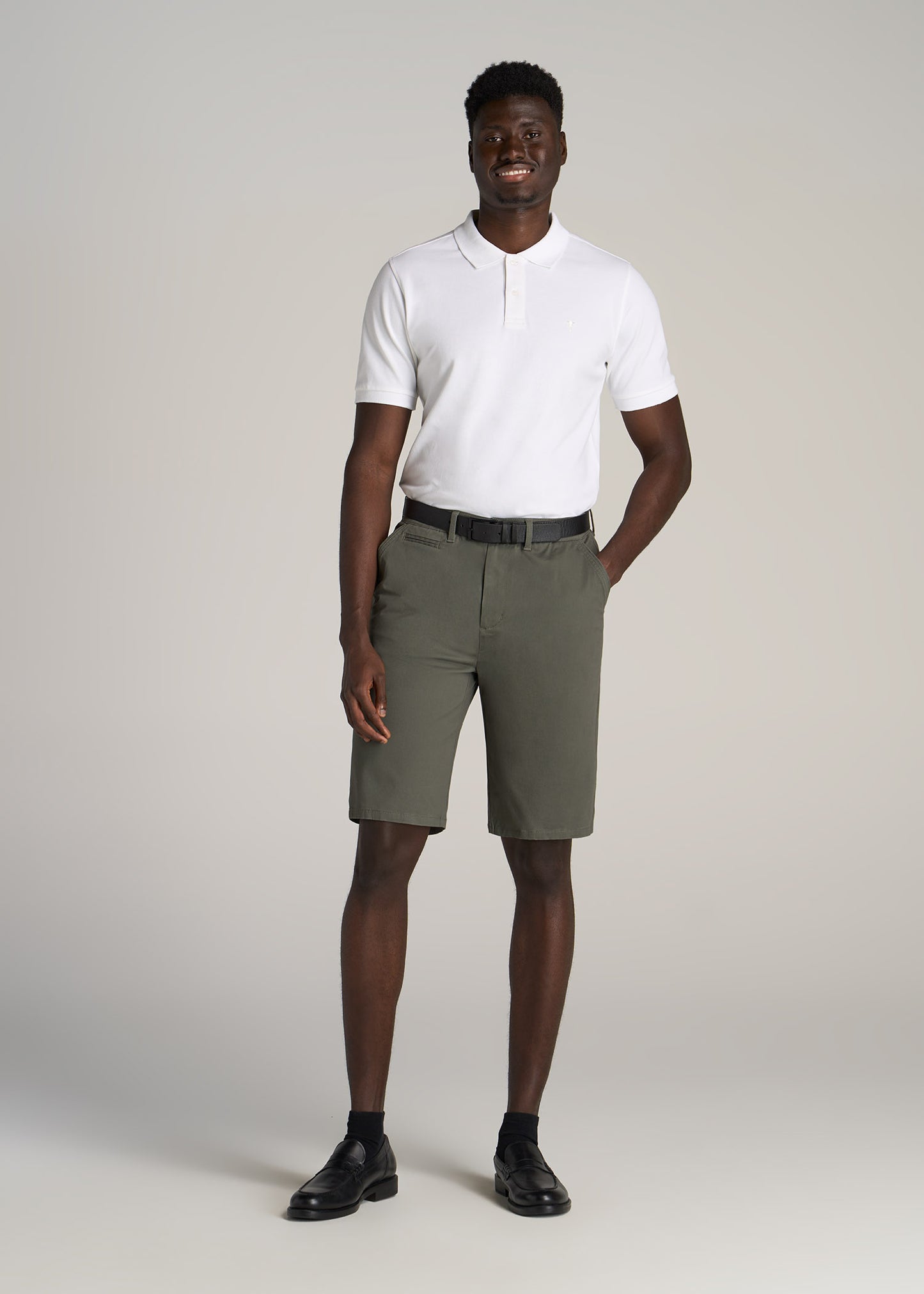 Chino Shorts for Tall Men in Spring Olive