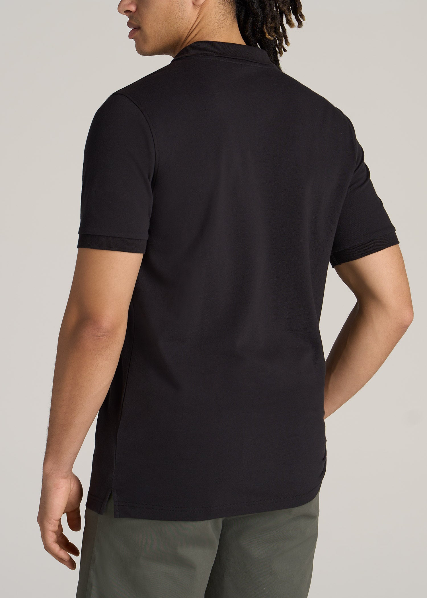 American Tall Embroidered Logo Polo Shirt: Tall Men's Black Polo Shirt