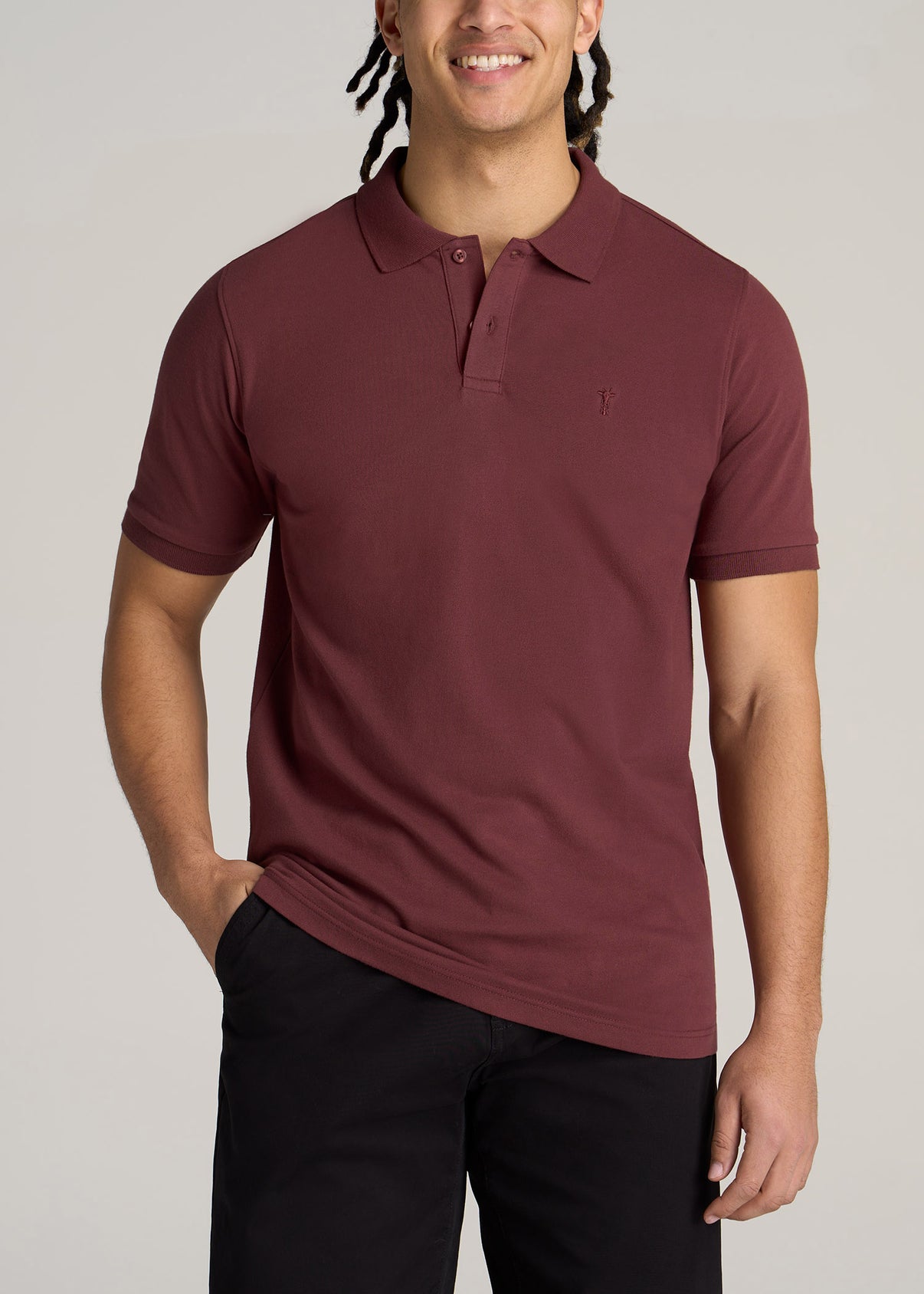 Polo Guinda Hombre for Tall Men: Cherry Brown Polo Shirt Embroidered ...