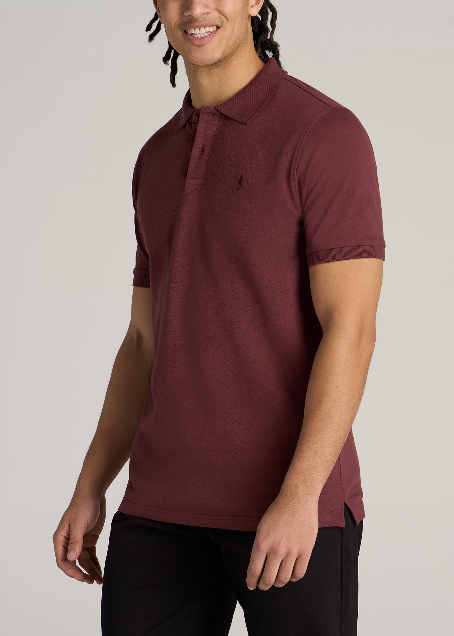 American-Tall-Men-Classic-Polo-Embroidered-Logo-Cherry-Brown-side