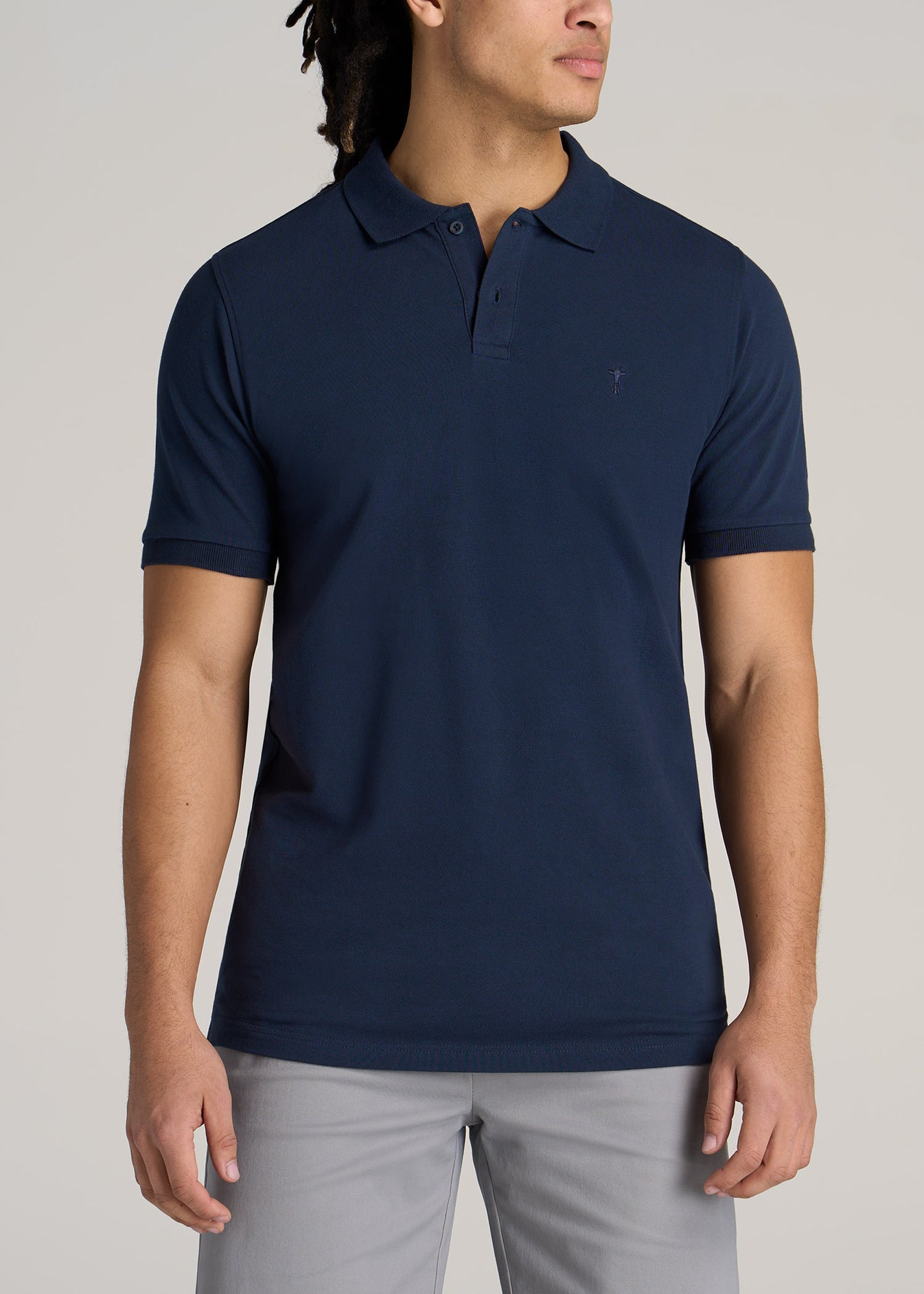 Tall Men's Polo Shirt With Embroidered Logo Marine Navy | American Tall