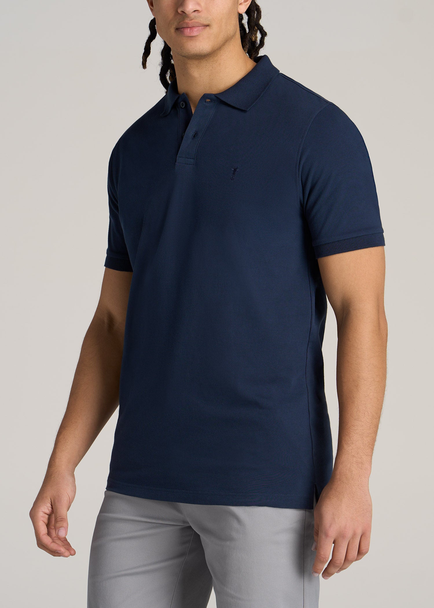 Tall Men's Polo Shirt With Embroidered Logo Marine Navy | American Tall