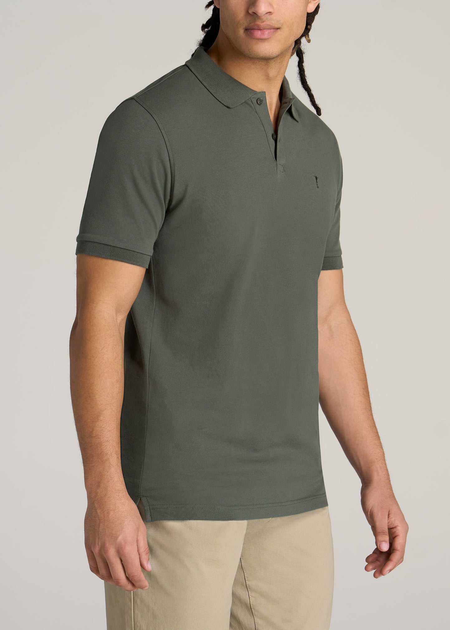American-Tall-Men-Classic-Polo-Embroidered-Logo-Spring-Olive-side