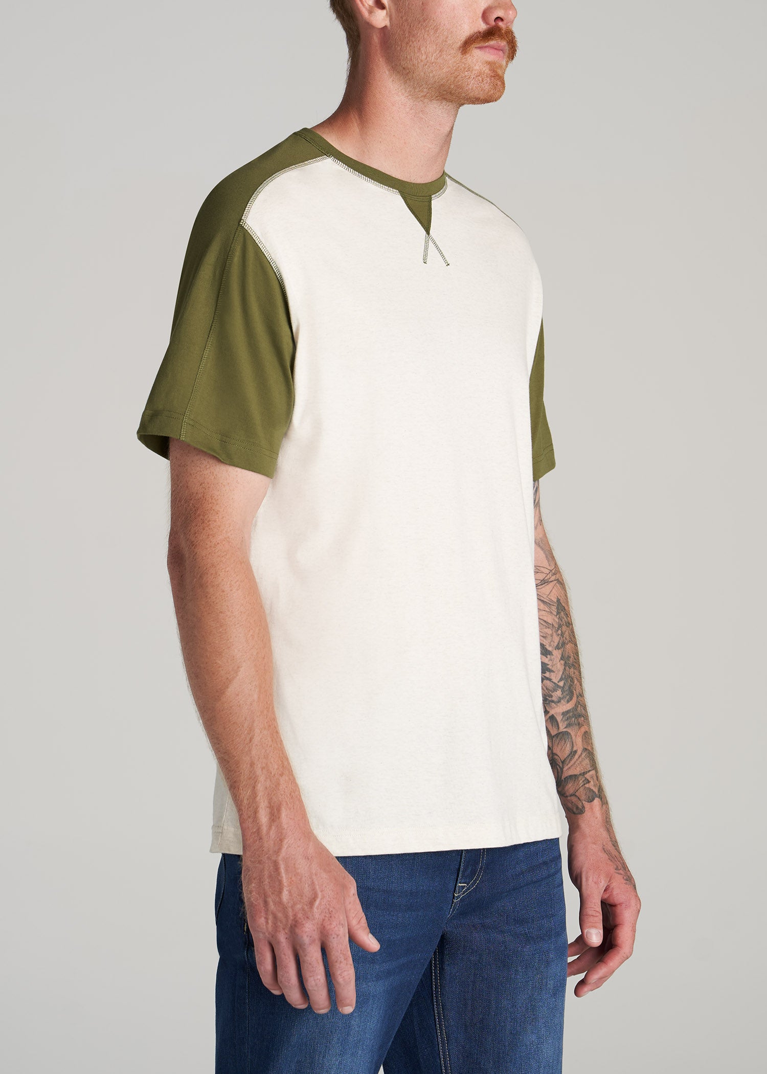 Color-Blocked Raglan-Sleeve T-Shirt for Men