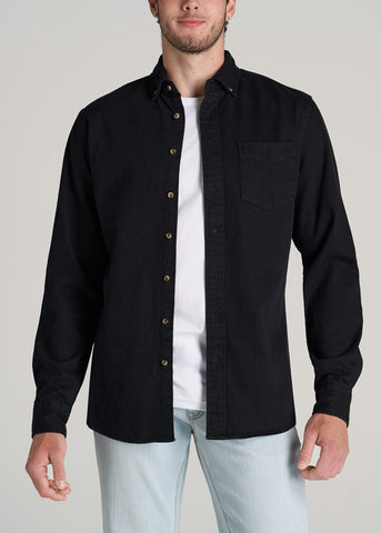 Denim Button-Down Shirt for Tall Men in Mineral Black