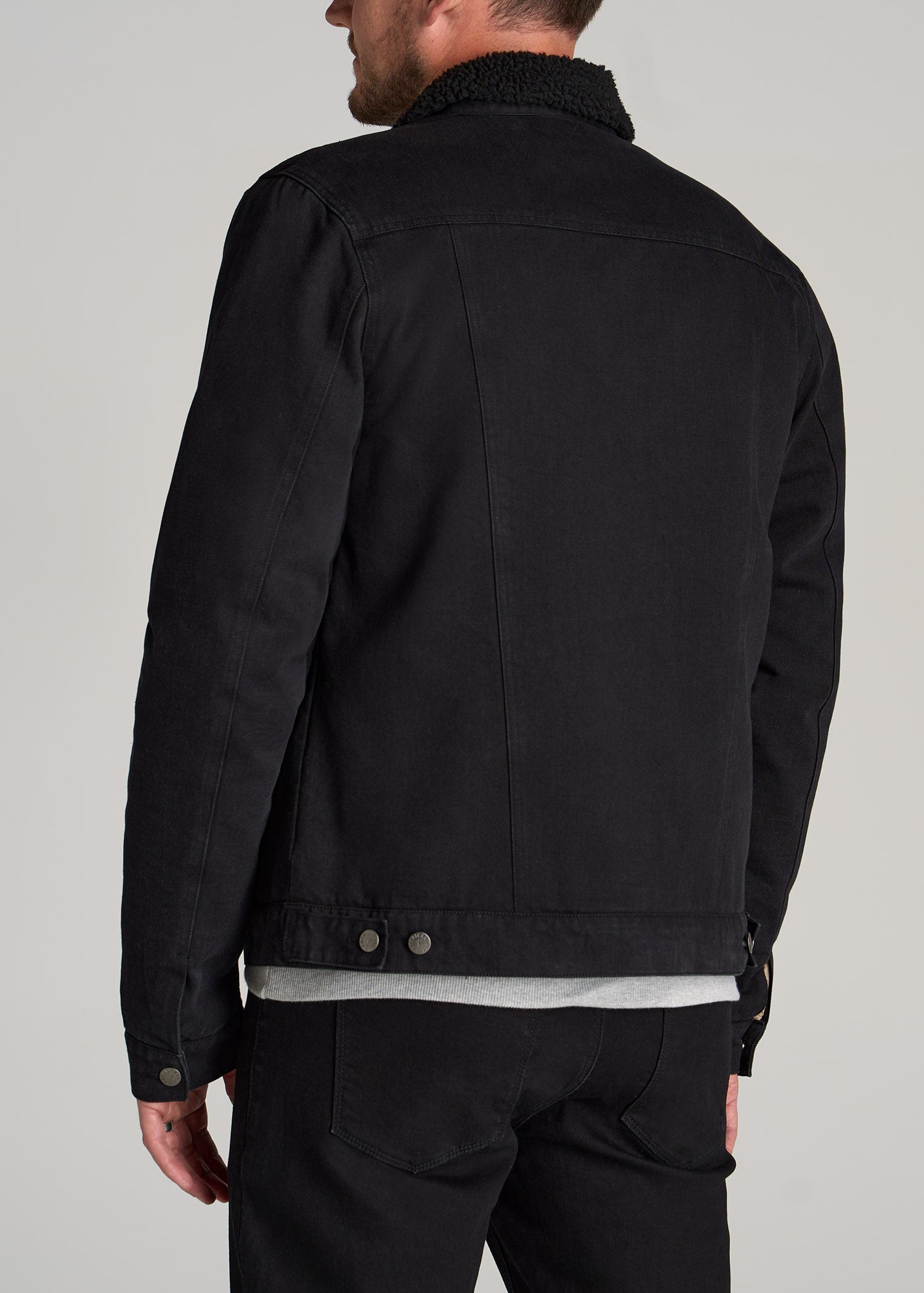 Faux Leather Bomber Jacket for Tall Men in Black