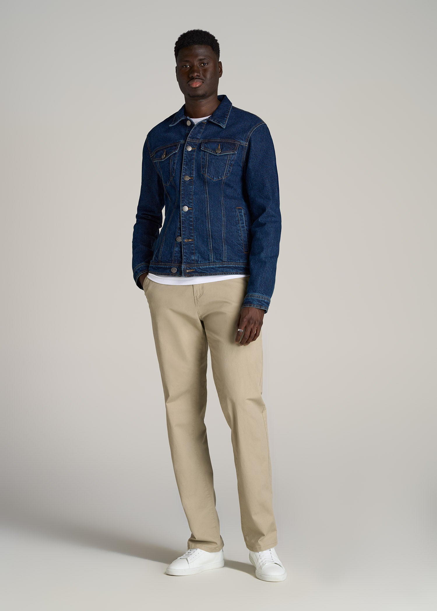 LJ&S Men's Tall Denim Jacket in Medium Blue – American Tall