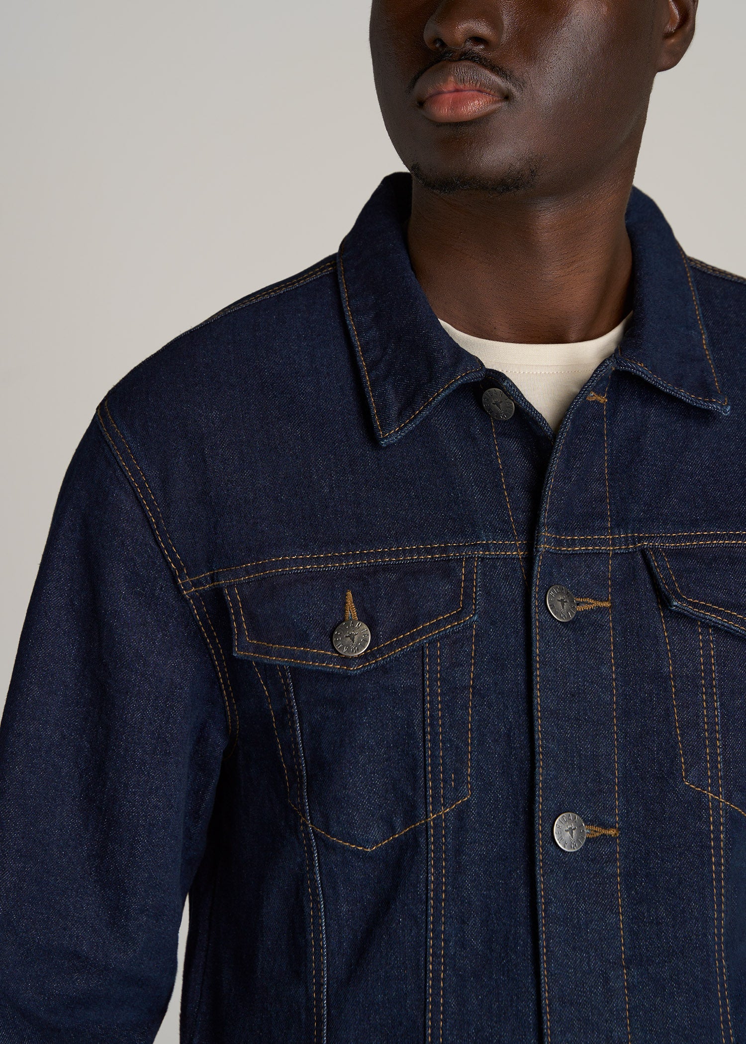 Men's Industrial Indigo Patch Denim Stretch Jacket