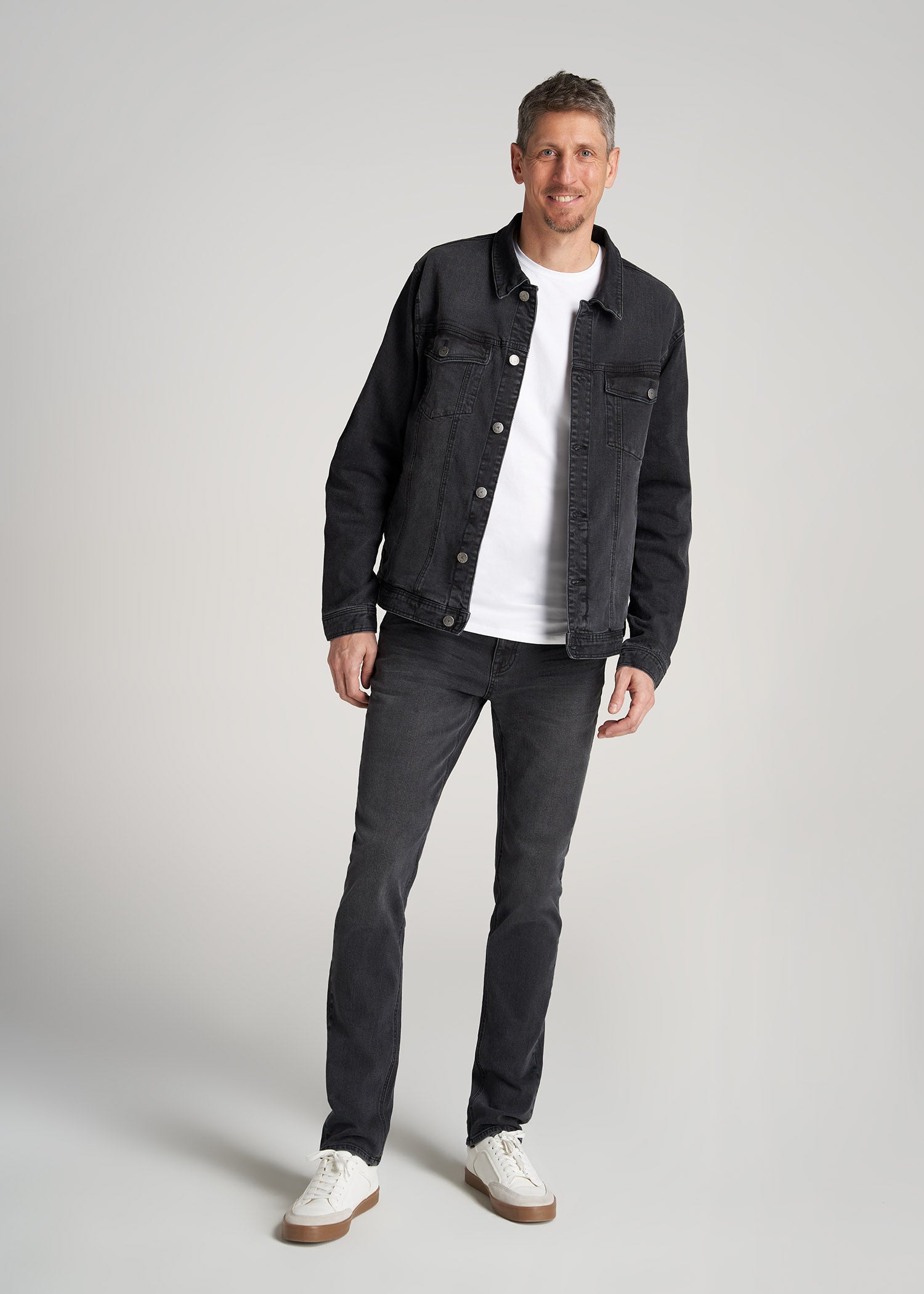Men’s Tall Denim Trucker Jacket Washed Black | American Tall