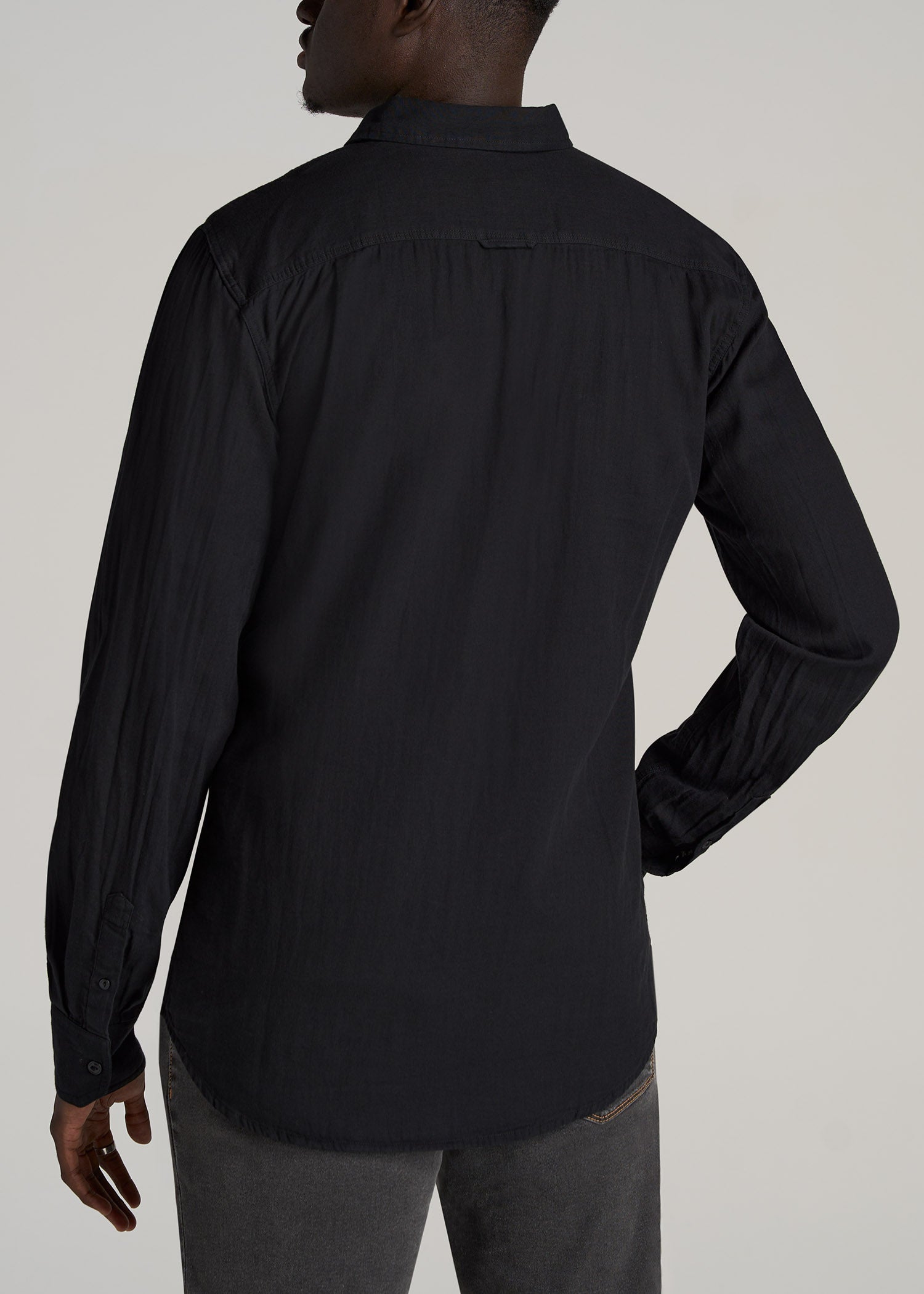 LJ&S Double Weave Shirt for Tall Men in Vintage Black