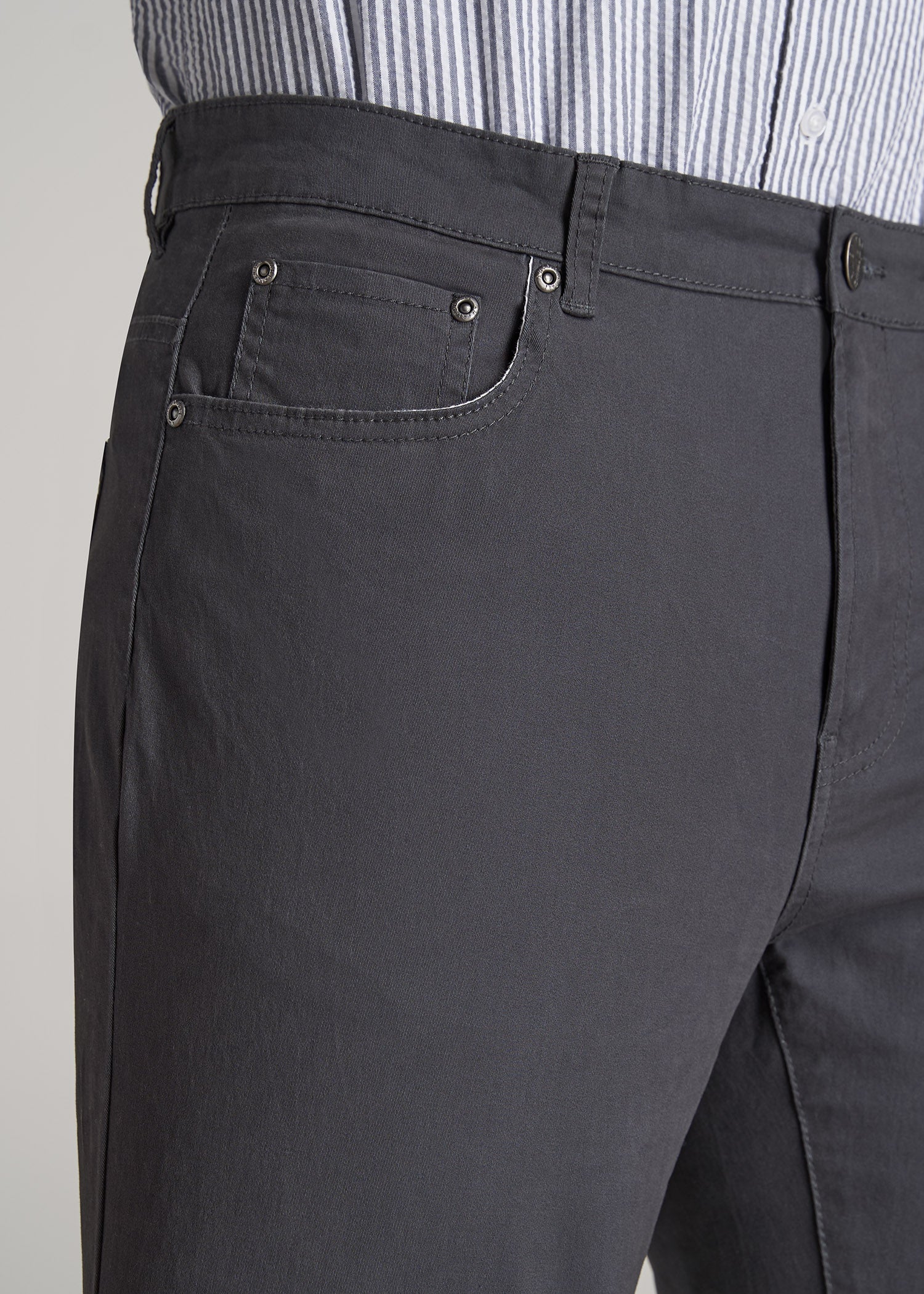 Men's Tall Dylan Slim Fit Five-Pocket Pants Iron Grey | American Tall
