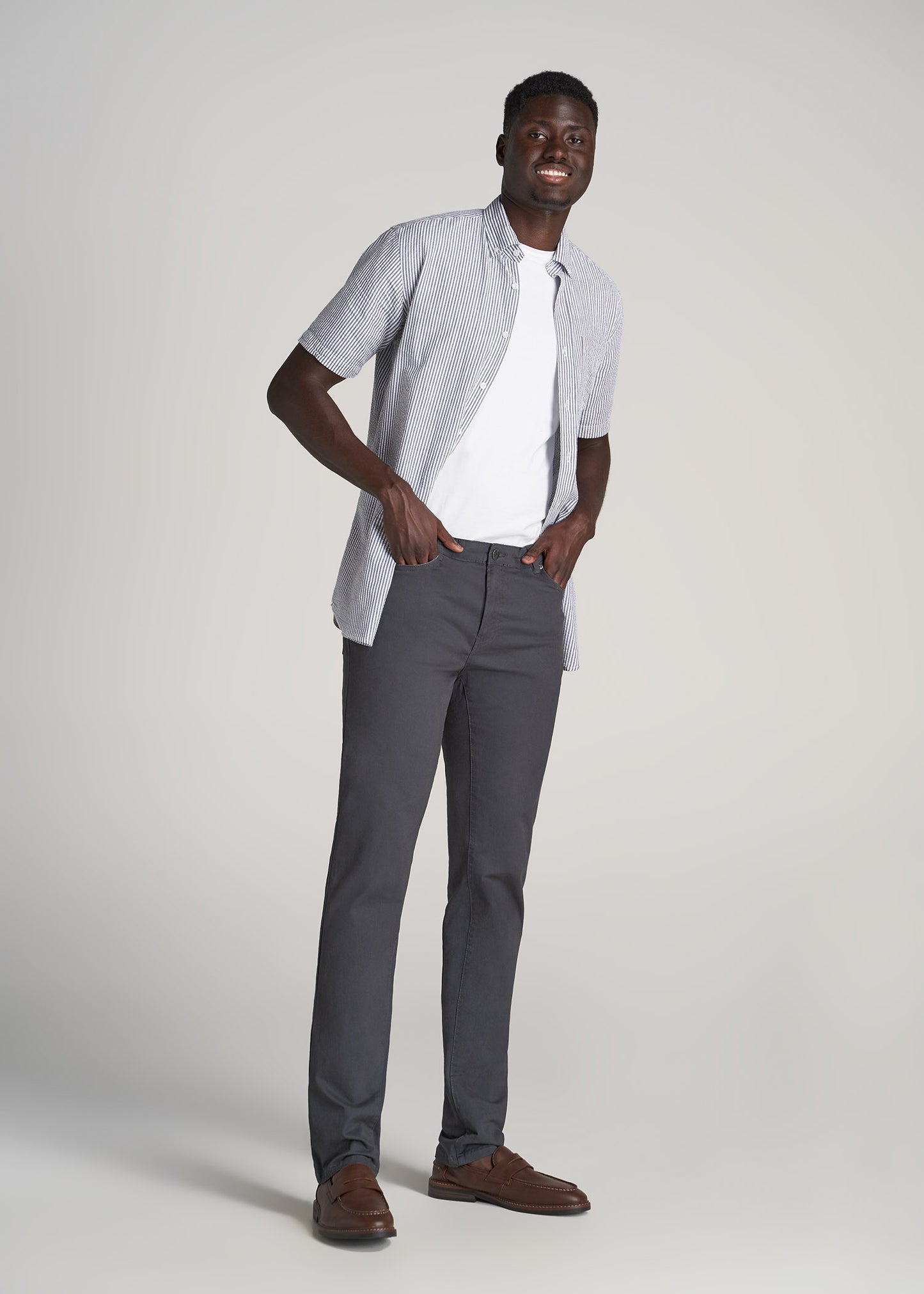 Men's Tall Dylan Slim Fit Five-Pocket Pants Iron Grey | American Tall