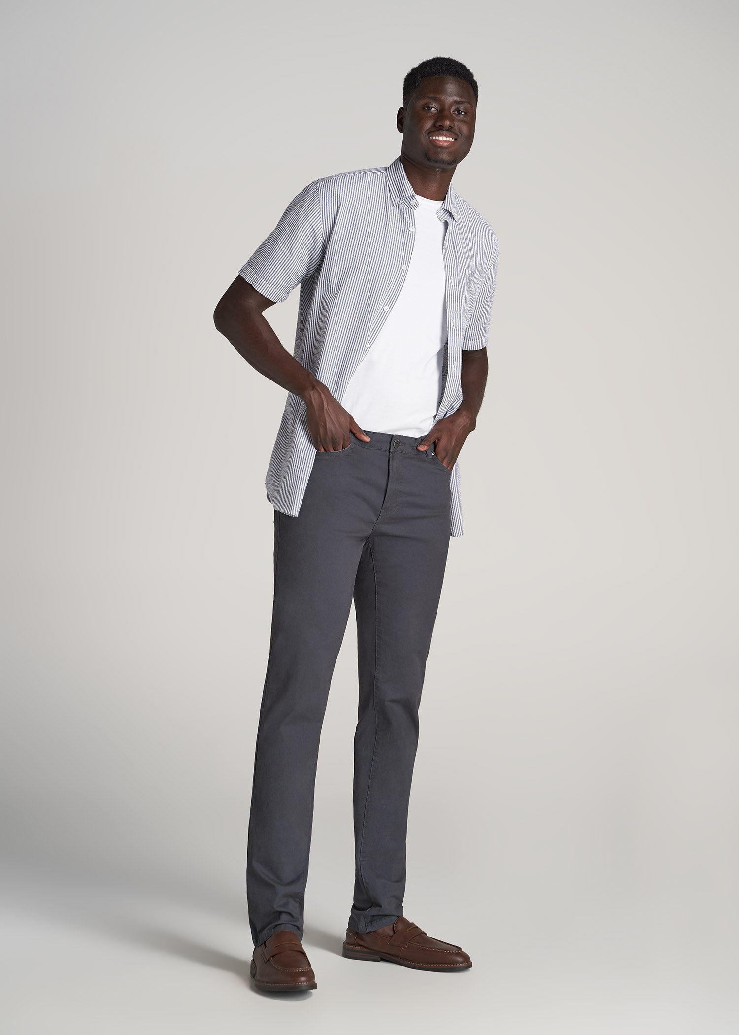 Dylan SLIM FIT Five-Pocket Pants For Tall Men in Iron Grey