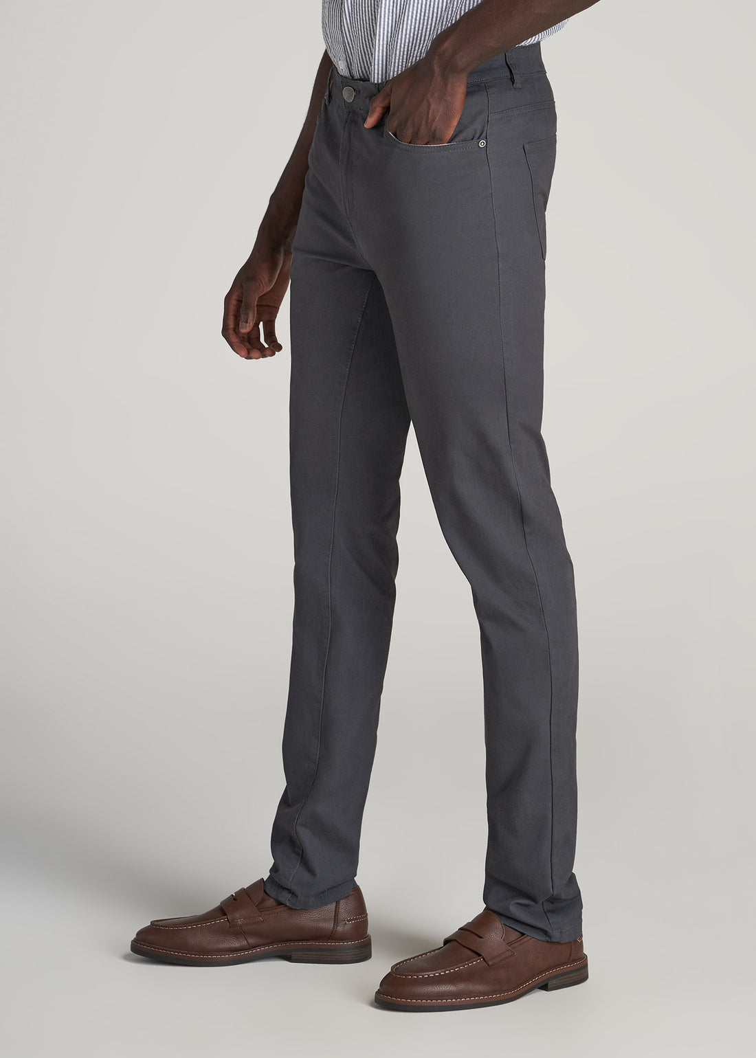 Men's Tall Dylan Slim Fit Five-Pocket Pants Iron Grey | American Tall
