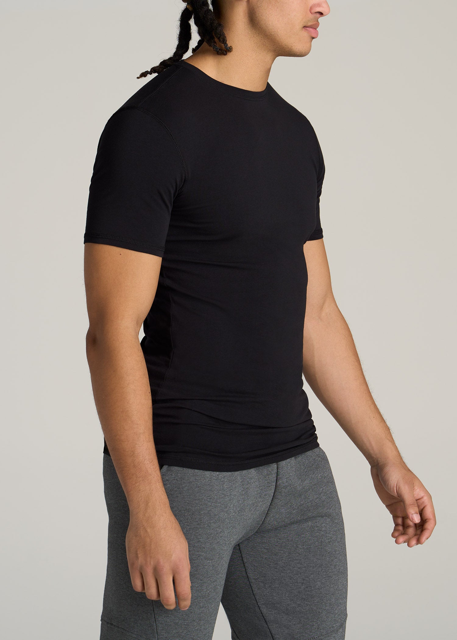 Long Sleeve Slim Fit Shirt: Tall Men's Long Sleeve Black Tee – American Tall