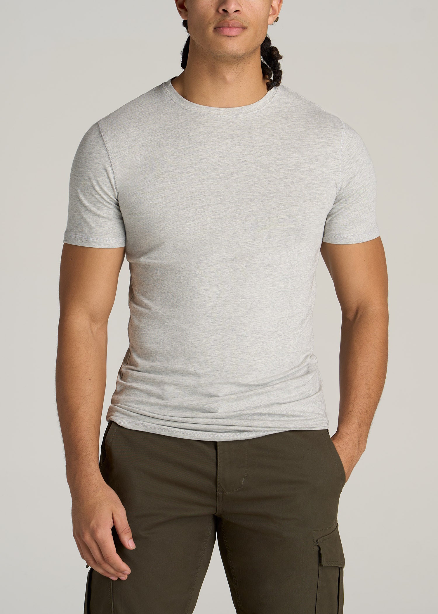    American-Tall-Men-Essential-SLIM-FIT-Crew-Neck-Tees-Grey-Mix-front