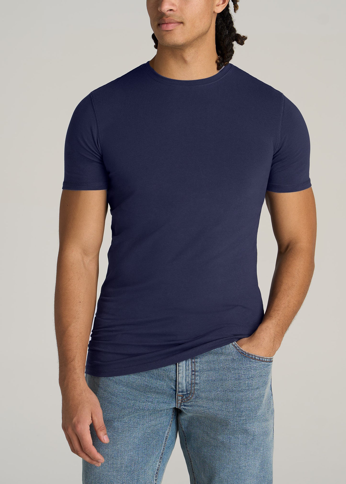     American-Tall-Men-Essential-SLIM-FIT-Crew-Neck-Tees-Navy-front