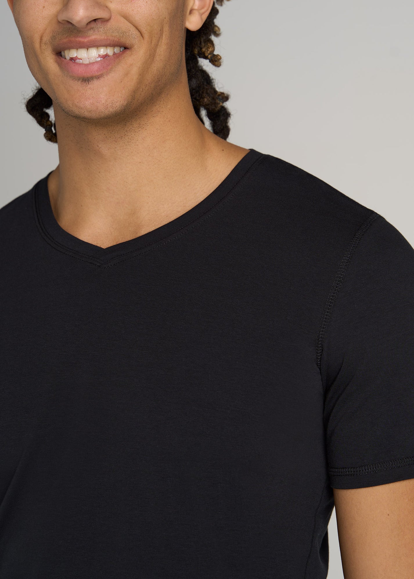 Tall Slim Tees: Black Slim-Fit V-Neck Men's Tee | American Tall