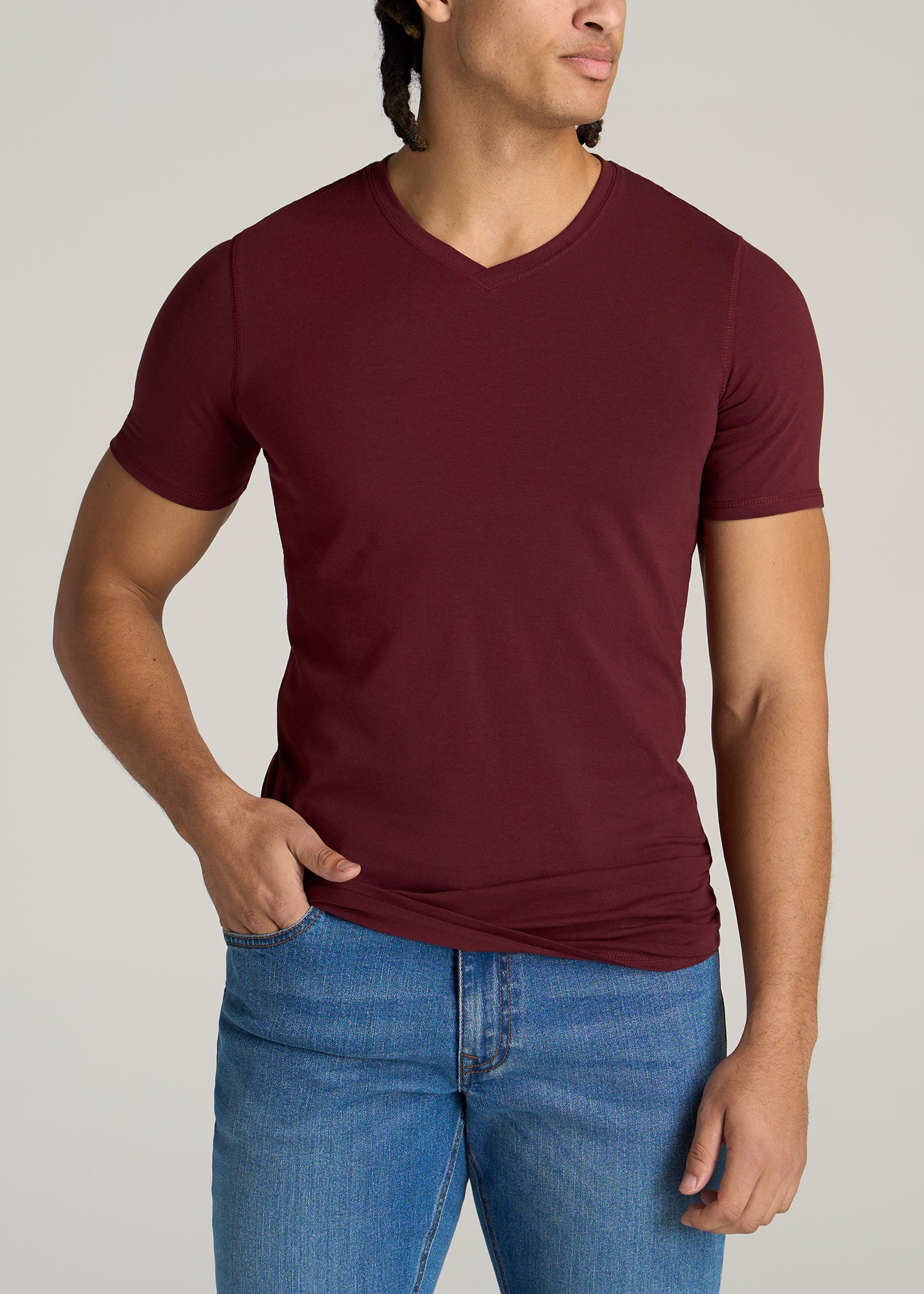Red V Neck T Shirt For Men