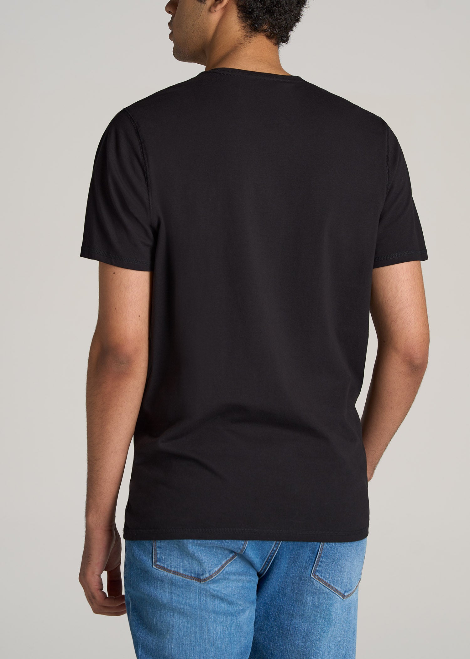 Tall Black T-shirt: Regular Fit Crew Men's Black Tee | American Tall