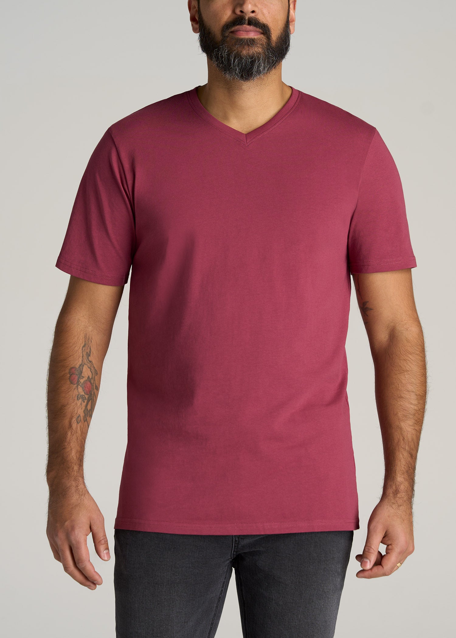 Red V Neck T Shirt For Men