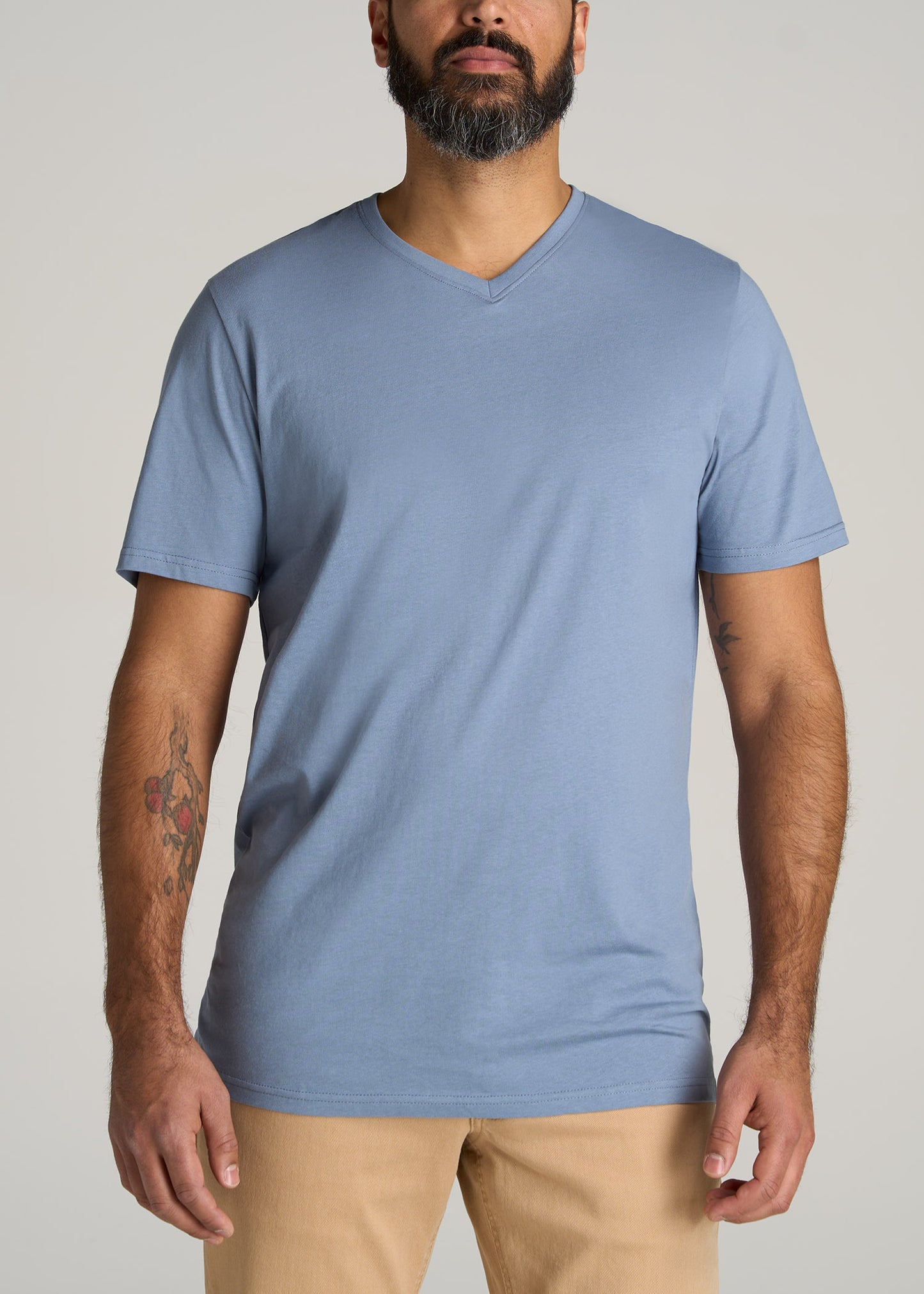    American-Tall-Men-Everyday-REGULAR-FIT-V-Neck-Tall-T-Shirt-Chambray-Blue-front