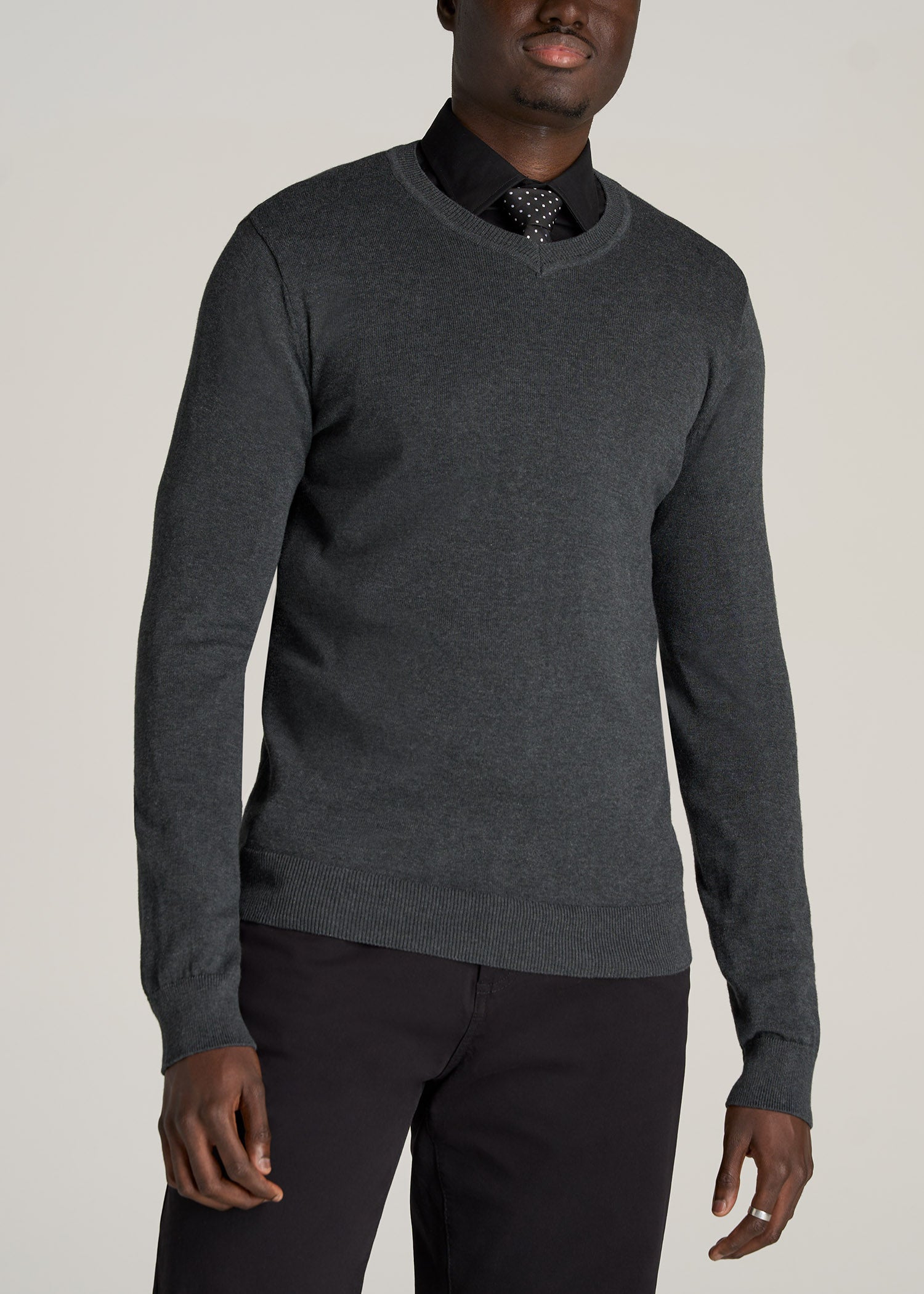 Men's Tall Everyday V-Neck Sweater Charcoal Mix | American Tall