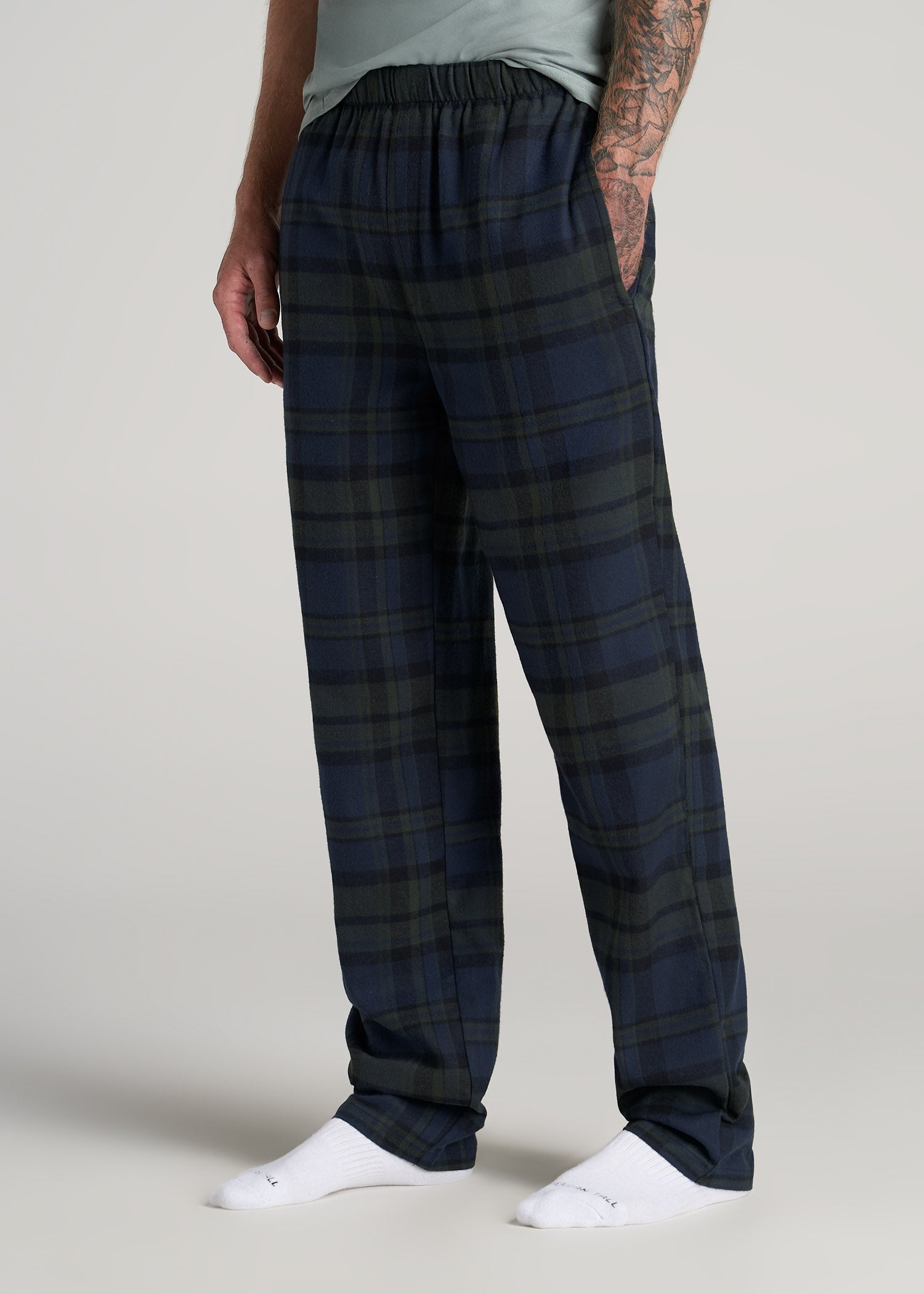 Men's Check Pyjamas Long Sleeve Trouser Set, Size: M-XXL, Black