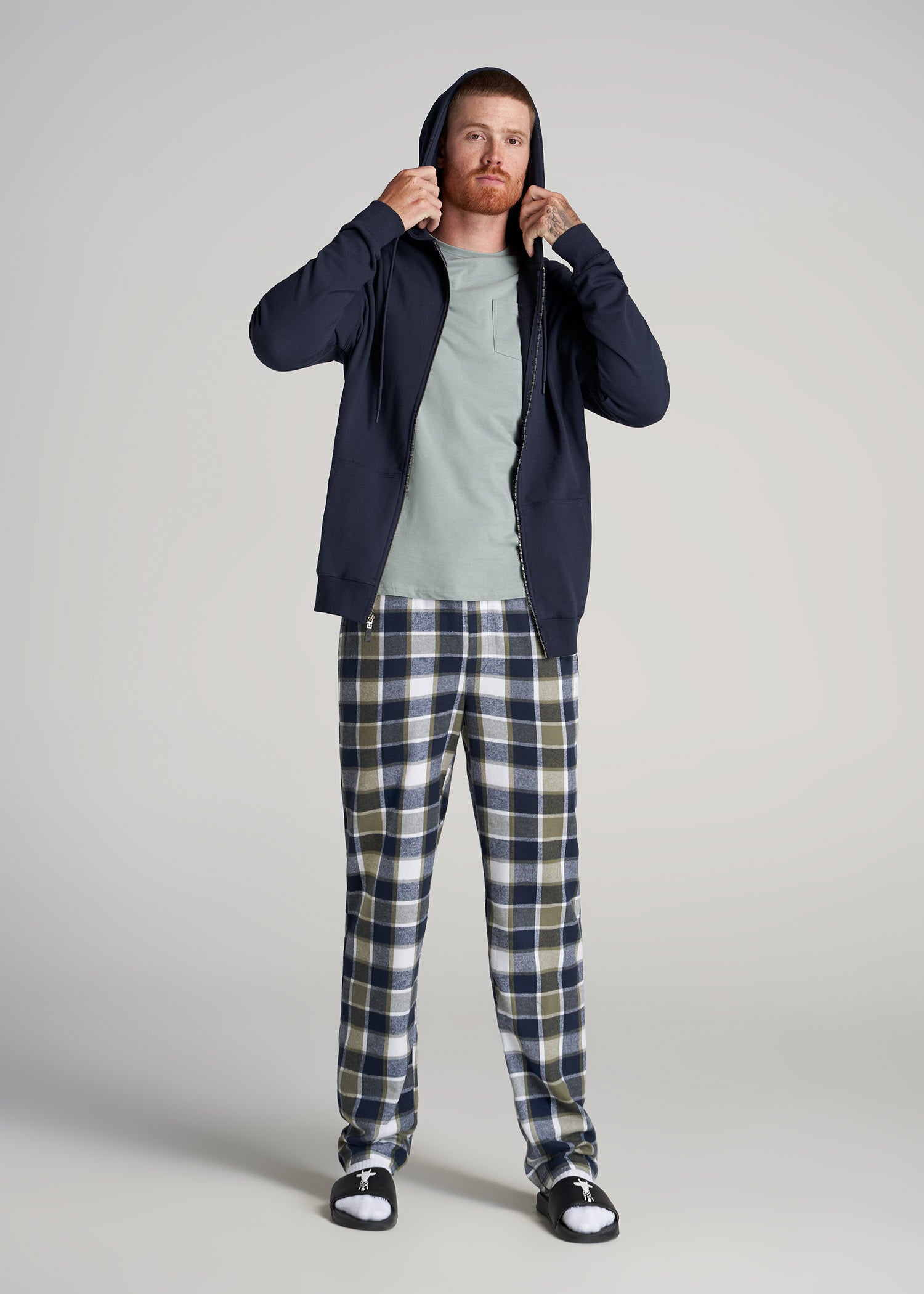 Men's Green Gingham Classic Flannel Pajamas