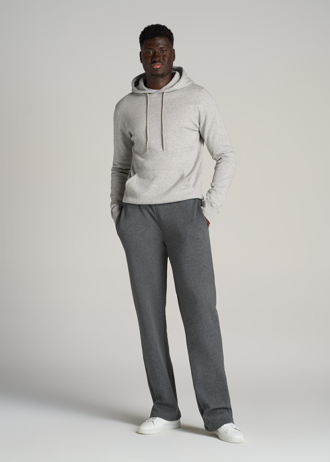 Men's Tall Fleece Open Sweatpants Charcoal | American Tall