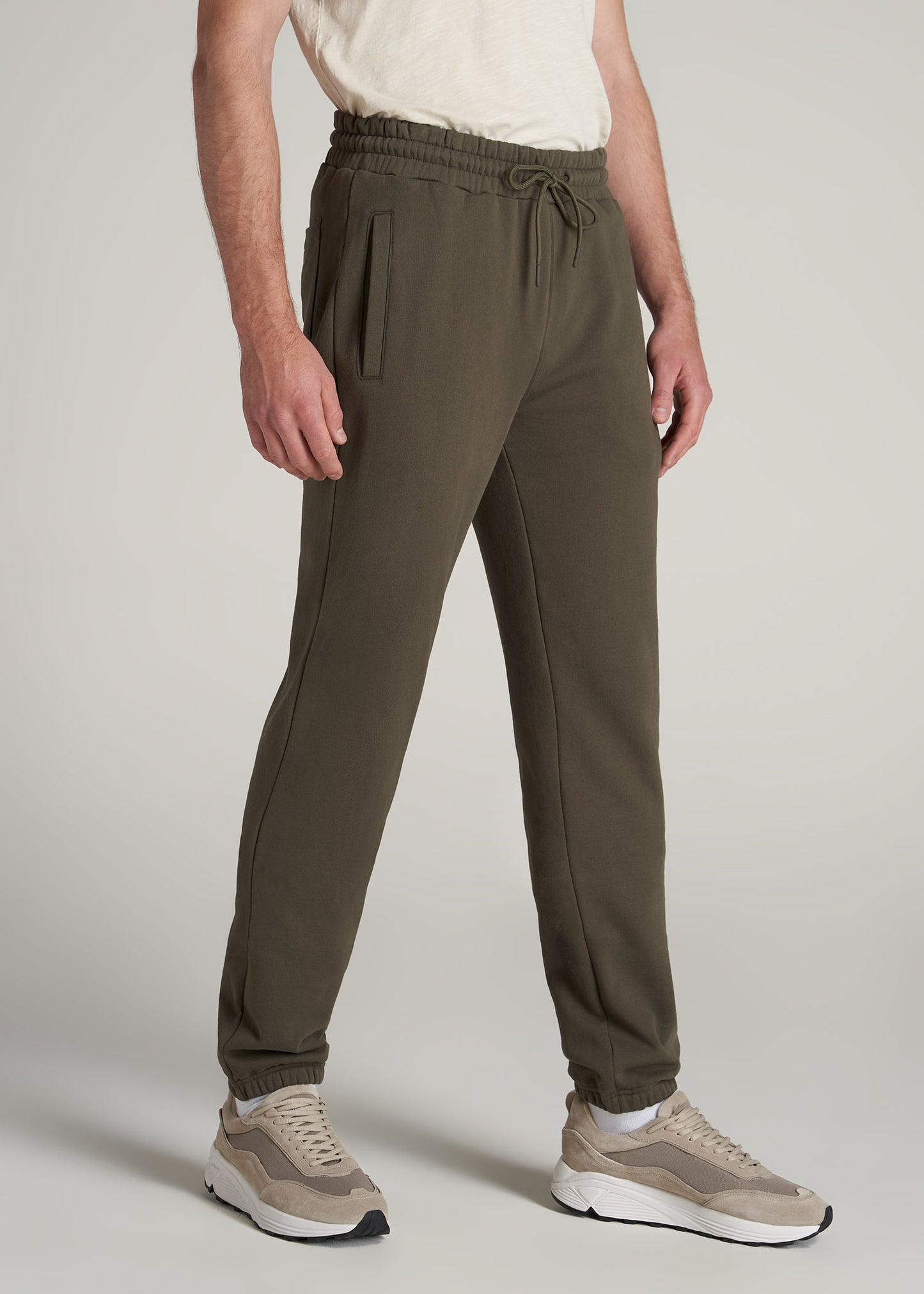    American-Tall-Men-Fleece-Sweatpants-Elastic-Bottom-Camo-Green-side