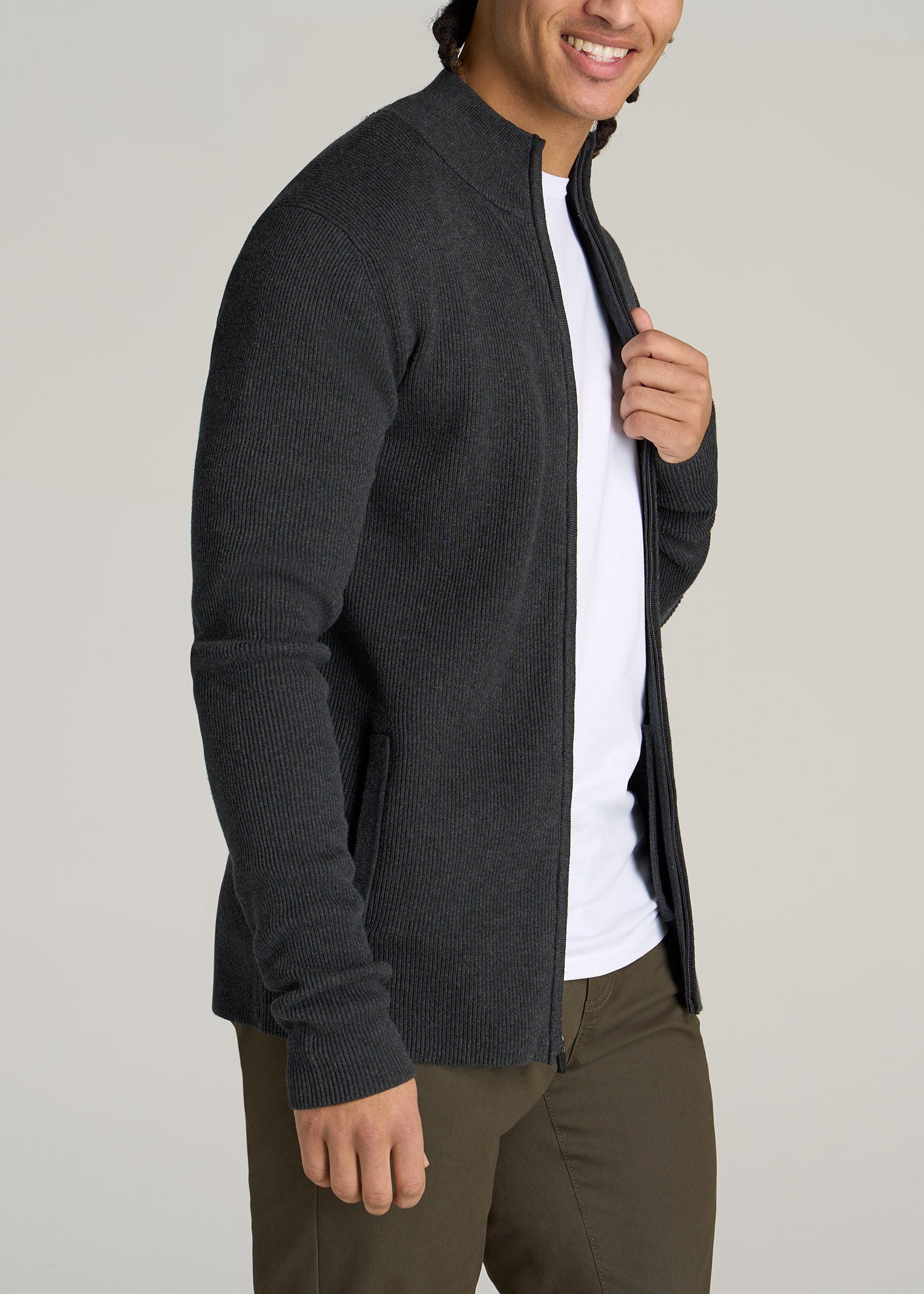 Everyday Quarter-Zip Tall Men's Sweater in Charcoal Mix