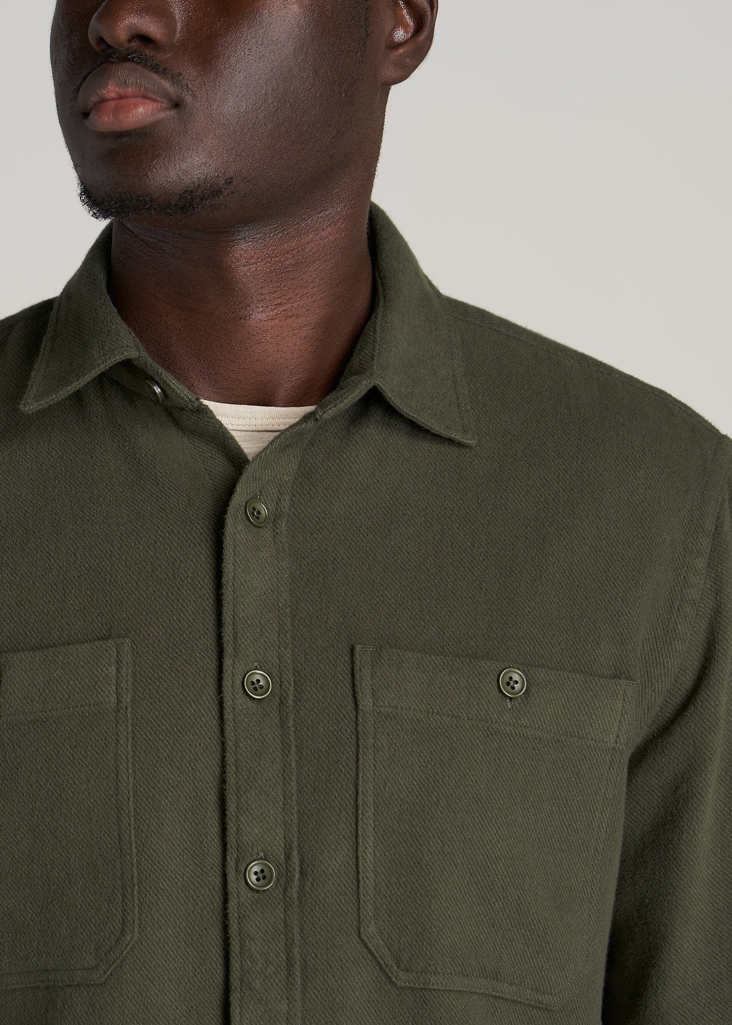    American-Tall-Men-Heavy-Twill-Shirt-Thyme-Green-detail