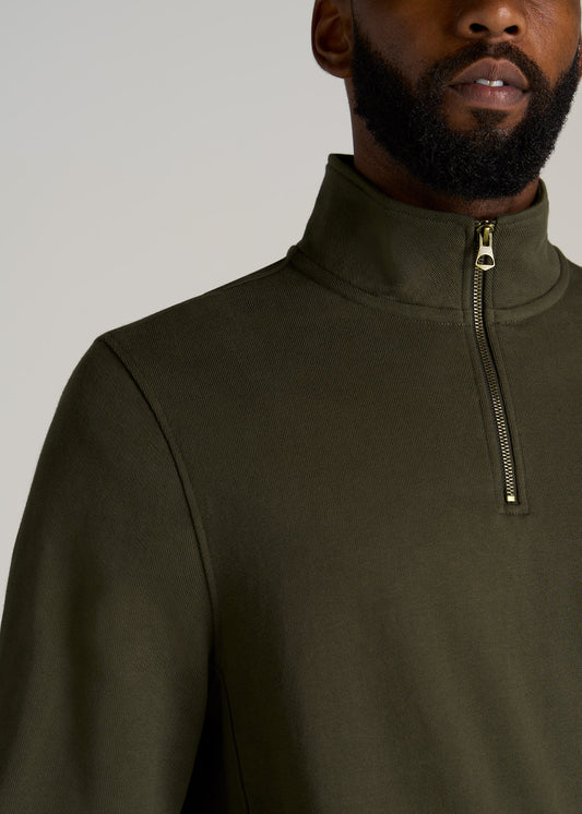    American-Tall-Men-Heavyweight-French-Terry-Quarter-Zip-Pullover-Vintage-Thyme-Green-detail